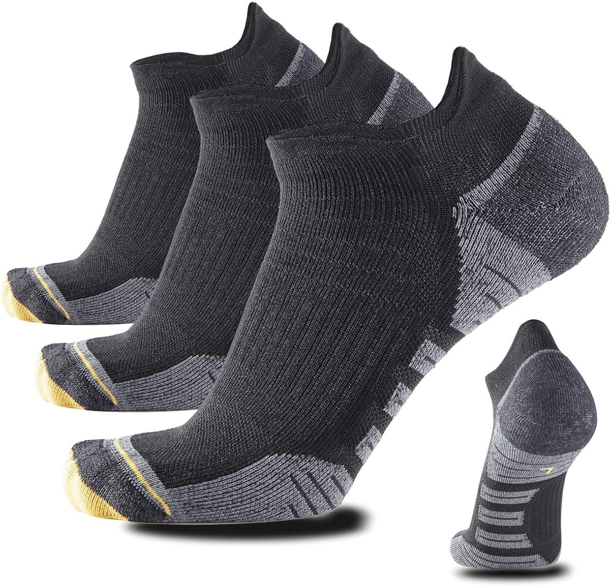 SOLAX Women Coolmax Cotton Athletic Sport Low Cut Ankle Running Socks 3 Pairs (M, Black103)