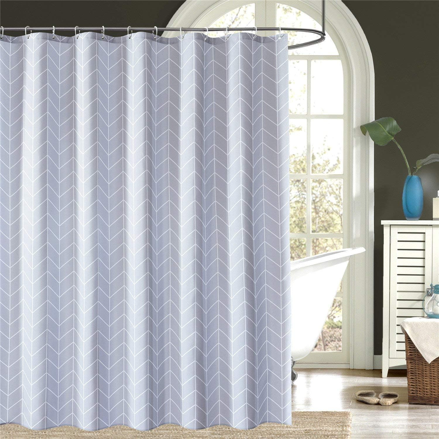 LAOBANNIANG Simple Stripe Shower Curtain Fabric for Bathroom .Thickened 7272 inches