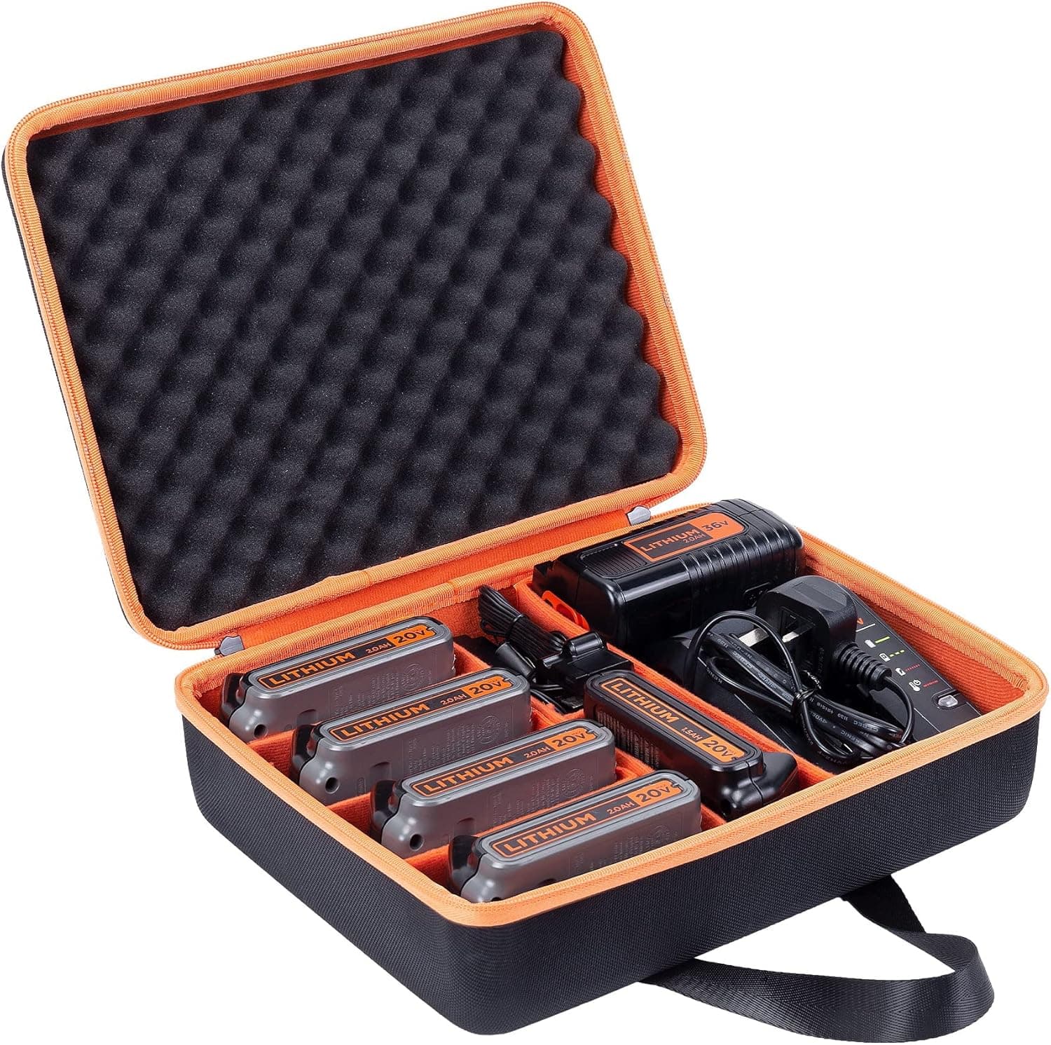 Khanka Hard Battery Storage Box Holder, Carrying Case Replacement for Black+Decker 20v/40v Max XR Battery and Charger - Holds 20V 60V 1.3/1.5/2.0/2.5/3.0/4.0-Ah Battery, Charger (Case Only)
