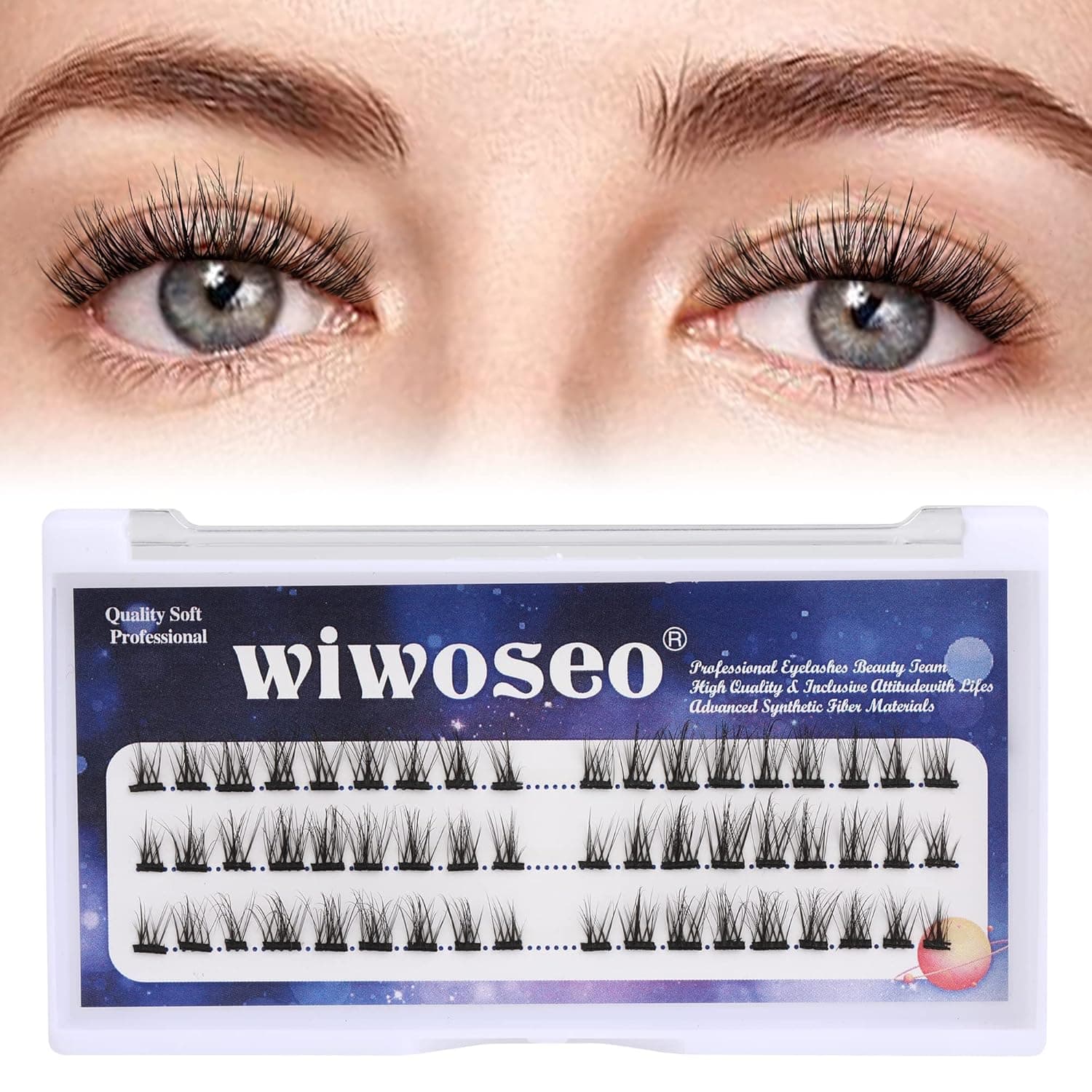 wiwoseo Eyelashes Cluster Extension Lashes DIY Individual False Eyelashes Natural Wispy Fluffy Faux Mink Lashes 8MM-12MM Fake Eyelashes 54Pcs