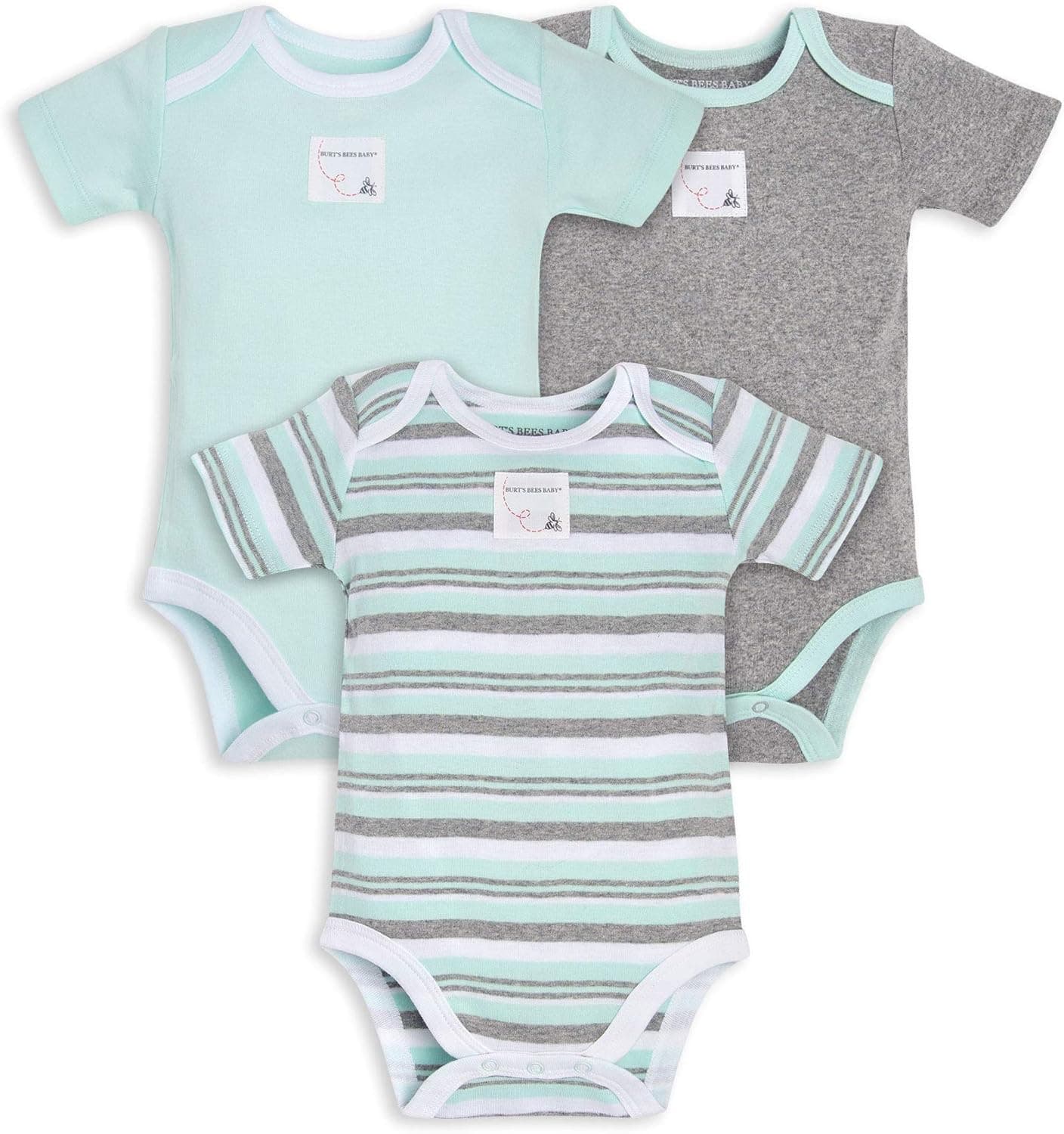 Burt's Bees Baby Unisex Baby Bodysuits, 3-Pack Long & Short-Sleeve One-Pieces, 100% Organic Cotton