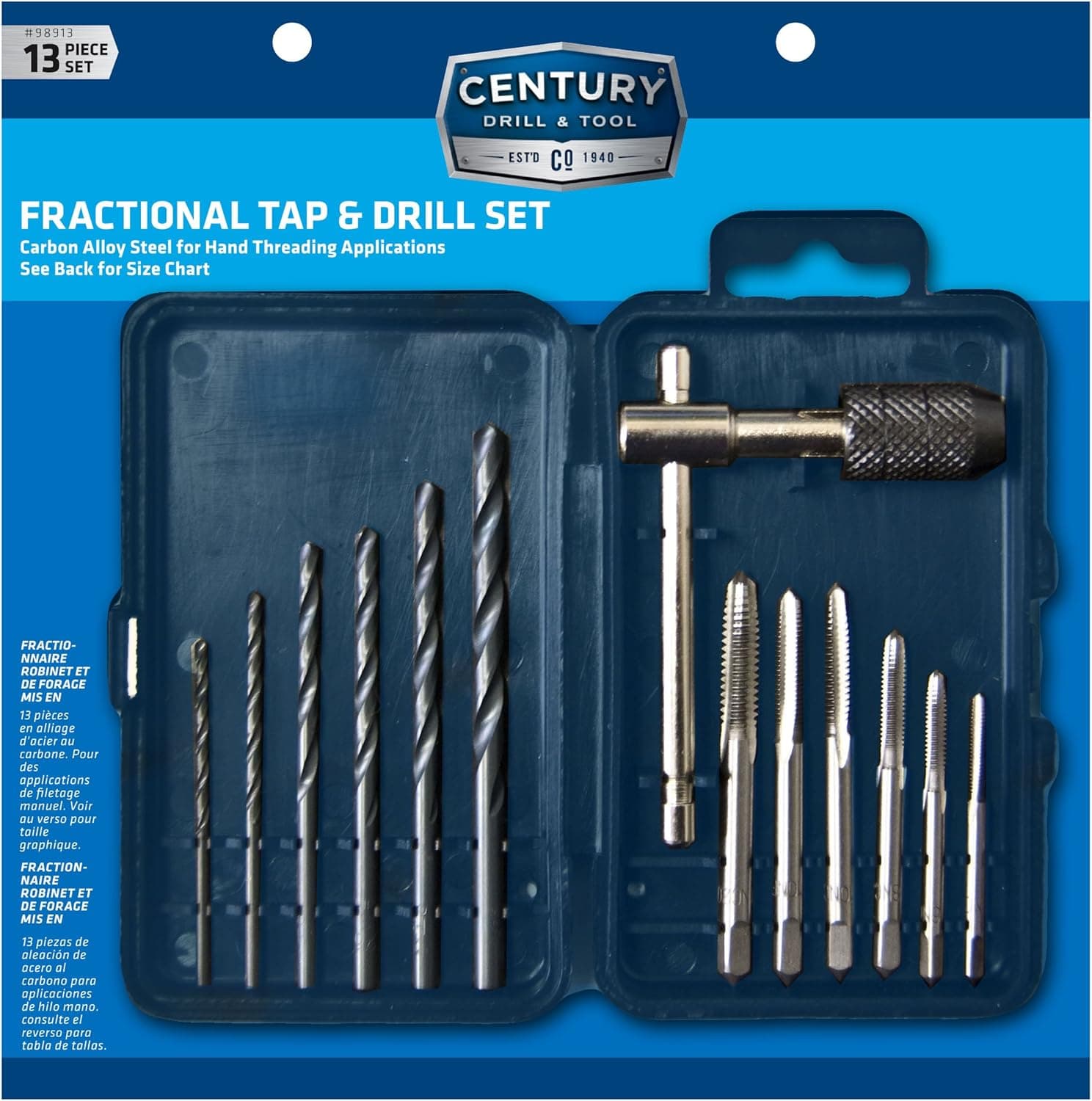 Century Drill and Tool 98913 Fractional Tap and Drill Set, 13-Piece