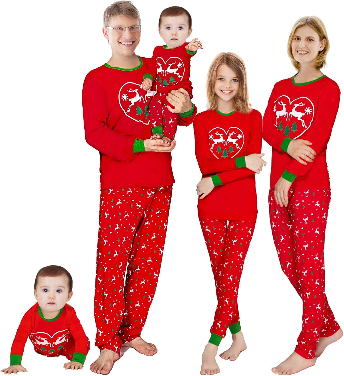Family Feeling Adult Mens Holiday Love Christmas Reindeer Matching Family Pajamas Sets Long Sleeve Pjs Size XL