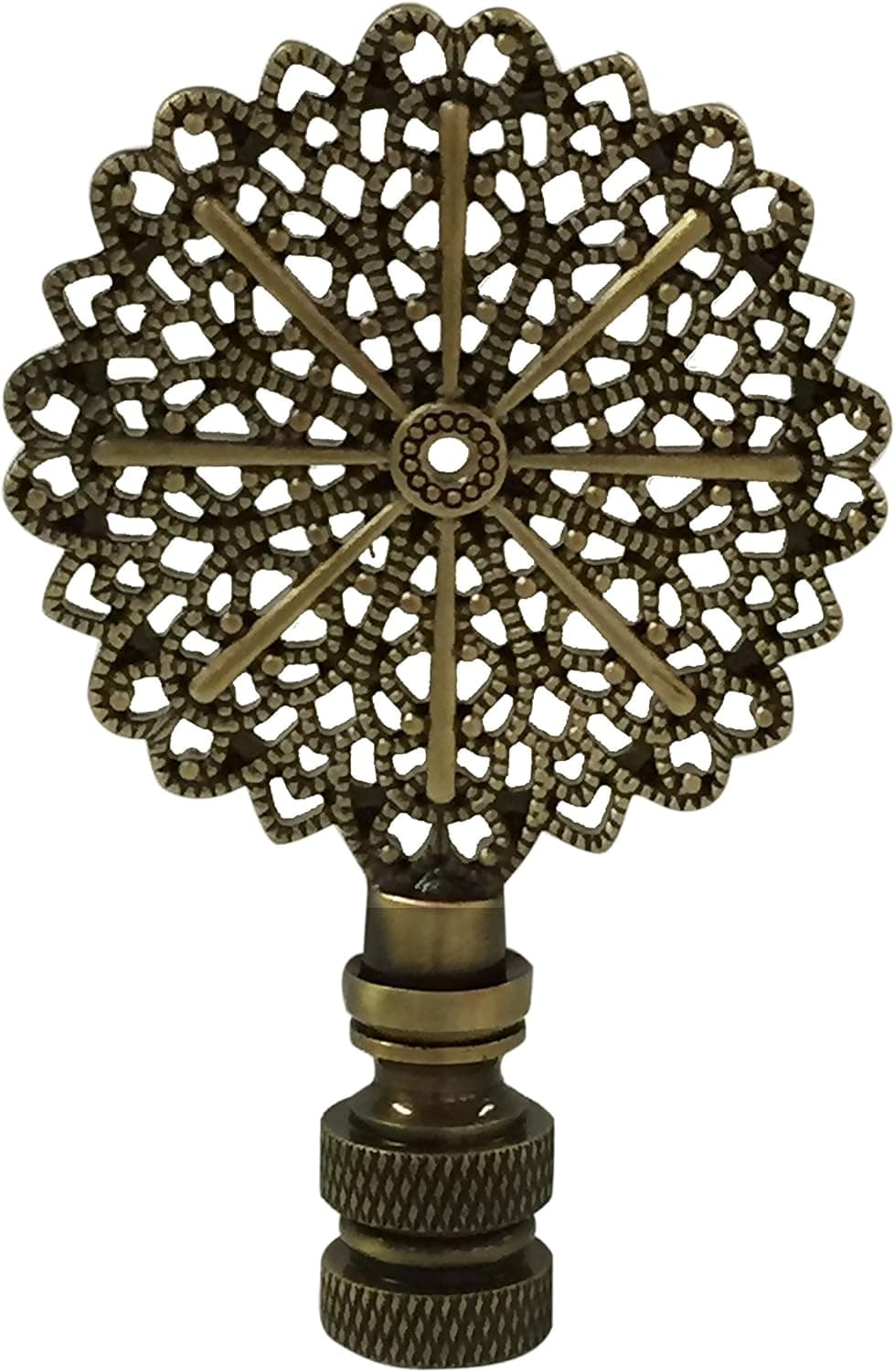 Royal Designs Traditional European Filigree 3" Lamp Finial for Lamp Shade, Antique Brass