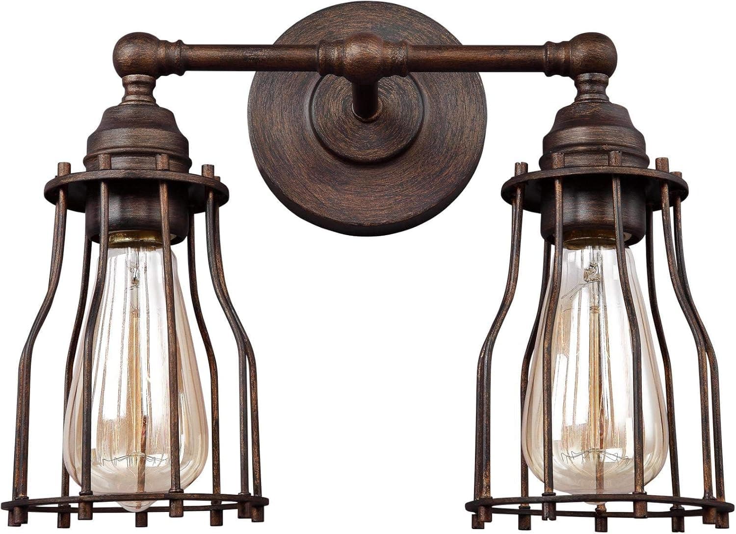Feiss VS24002PRZ Calgary Industrial Vintage Wall Vanity Bath Lighting, Bronze, 2-Light (13"W x 11"H) 120watts