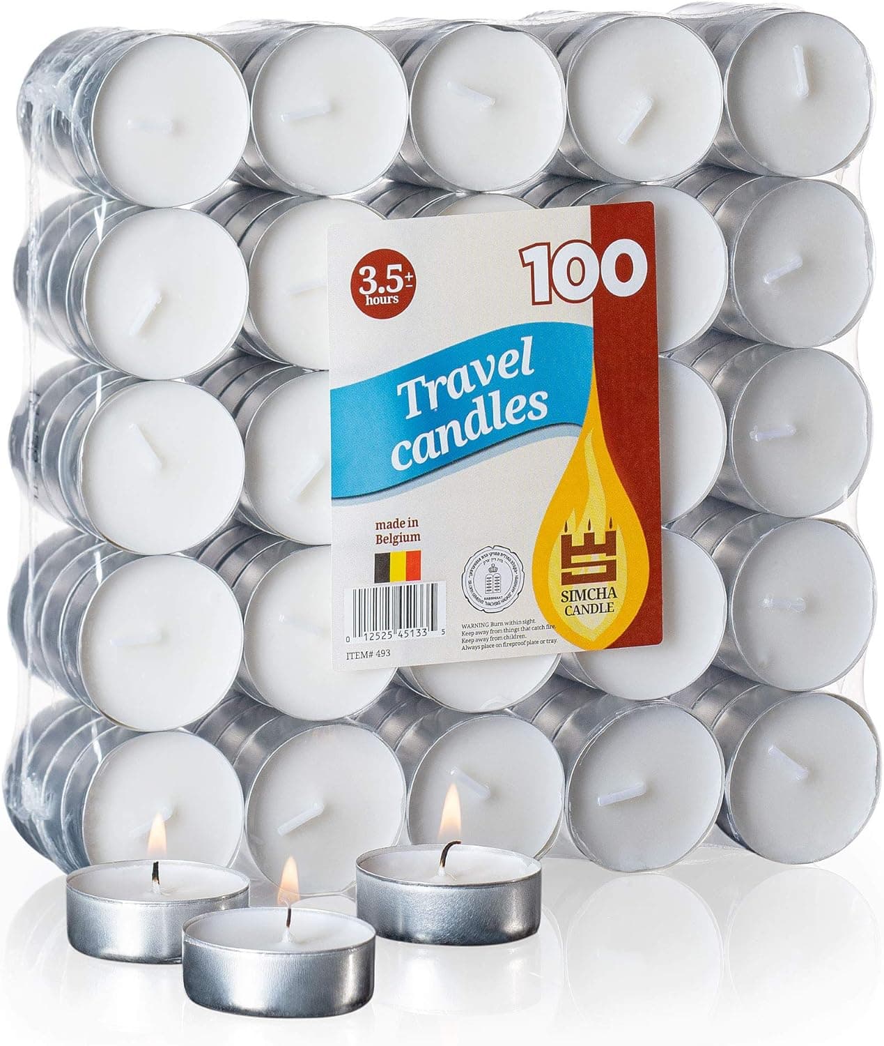 Unscented Tea Lights Candles | 100 Pack, 3.5 Hour Long Burn Time | Smokeless and Dripless White Tealight Candles | Small Tea Candles for Home, Travel, Weddings, Shabbat, & Emergencies