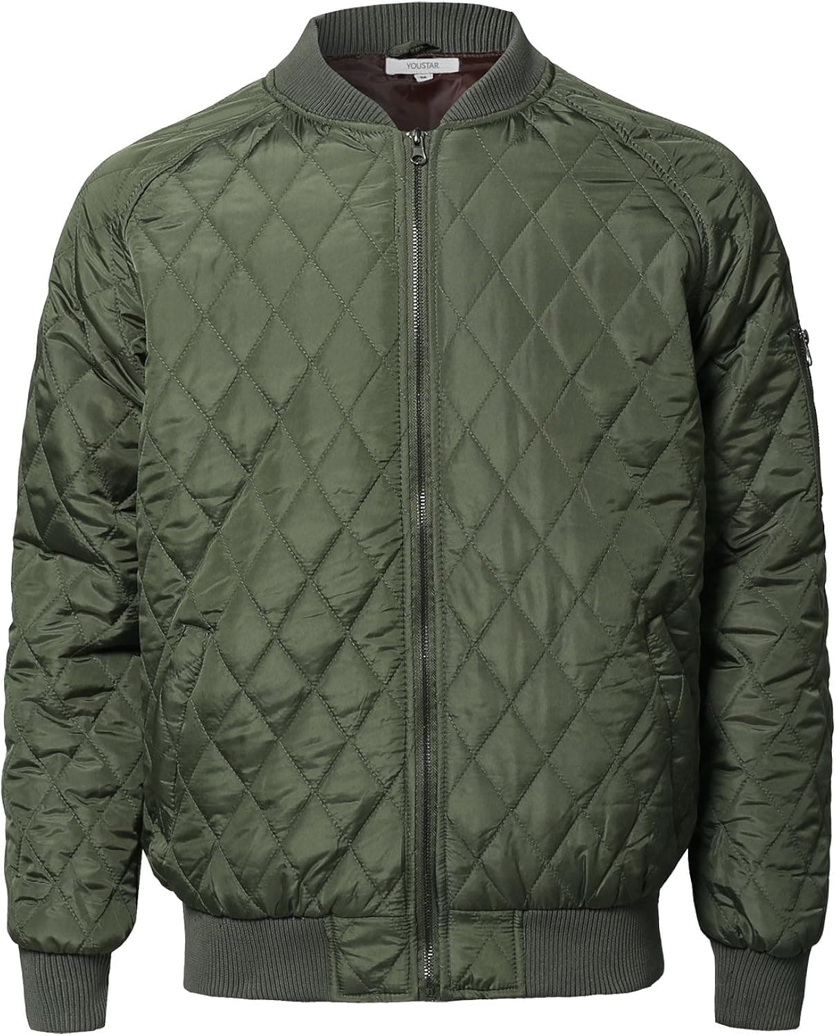 Youstar Men's Casual Basic Quilted Bomber Jacket