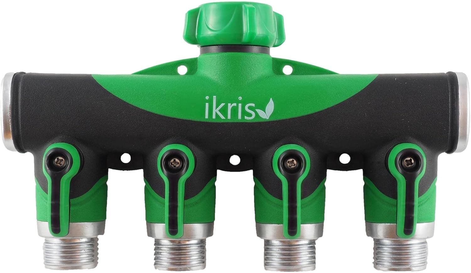 ikris Garden Hose Splitter 4-Way with Rubberized ComfortGrip