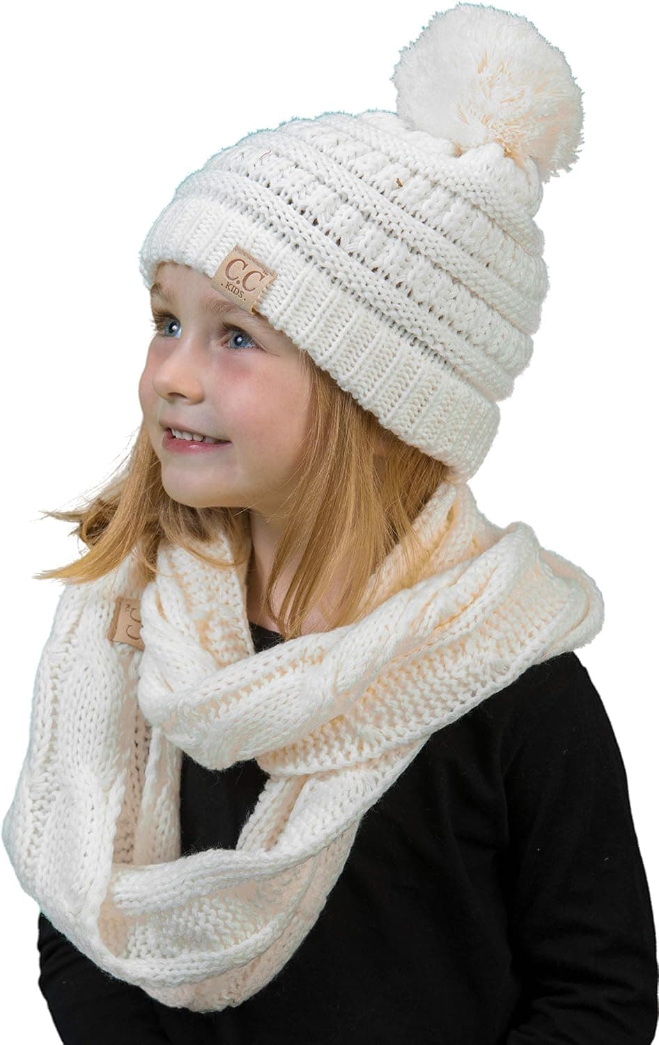 Funky Junque Girls Boys Infinity Scarf Matching Hat Beanie Tail Headwrap Bundle