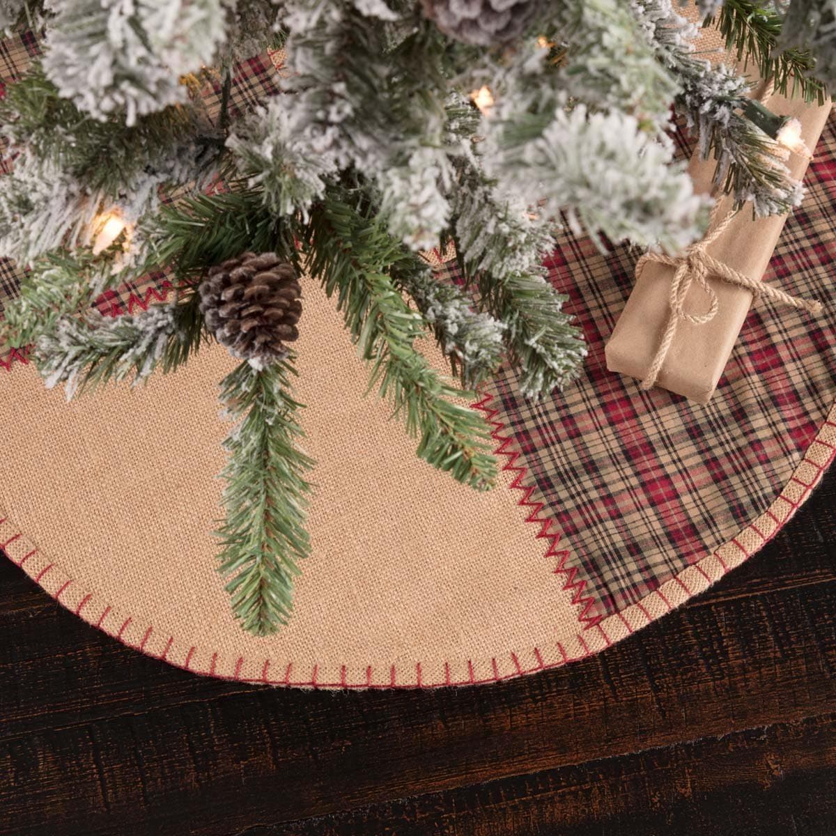 VHC Brands Holiday Decor-Clement Tree Skirt, Mini 21", Natural Tan