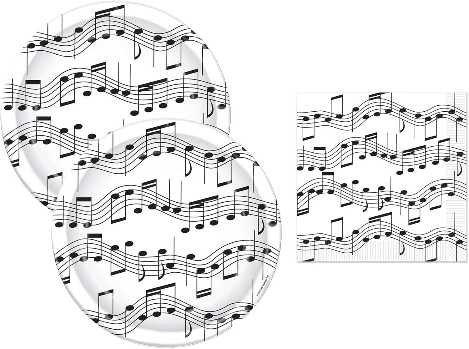 Musical Note 7" Dessert Plates (16) and Beverage Napkins (16) Music Party Bundle