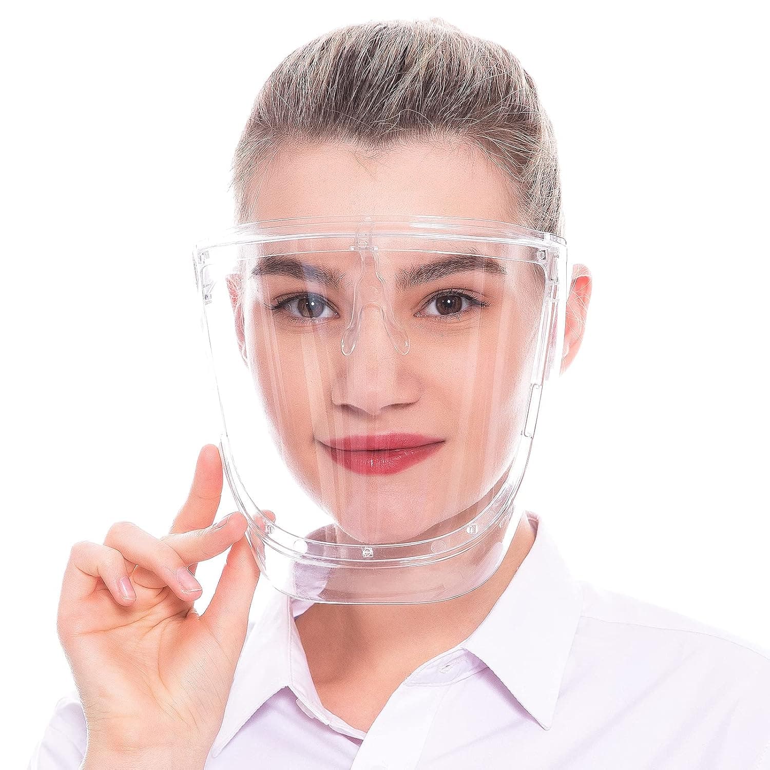 EWA 2 Pack Clear Safety Face Shield Glasses, Super Lightweight High-Definition Reusable Transparent Shield, Protective Anti-Fog Shields,2pcs Frames with 10pcs Replaceable Visors