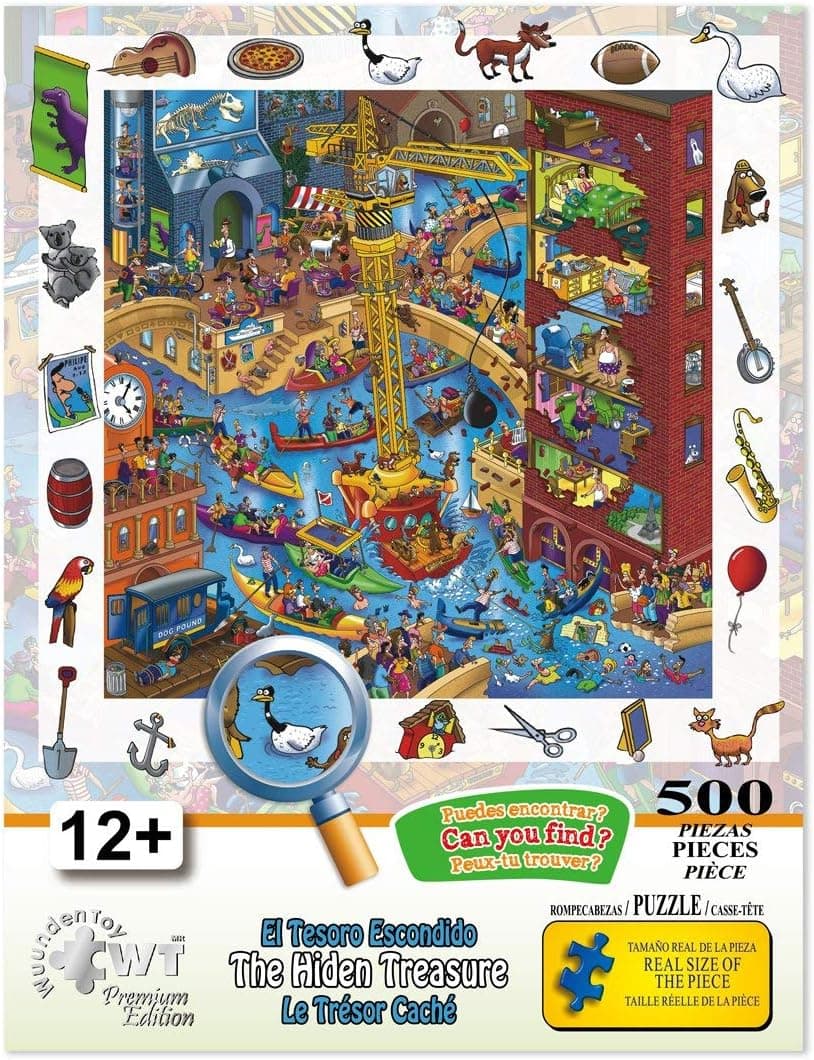 Wuundentoy 500 Piece Puzzle - Premium Edition Jigsaw Puzzle with 500 Unique Pieces That Perfectly Fits - Fun and Challenging Family Puzzle for Adults, Kids, and Teens - Vibrant Hidden Treasure Design