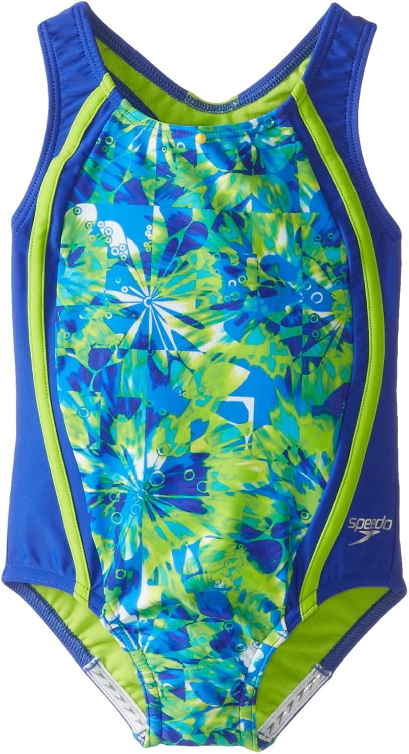 Speedo Little Girls' Tie Dye Blaze Sport Splice One Piece Swimsuit