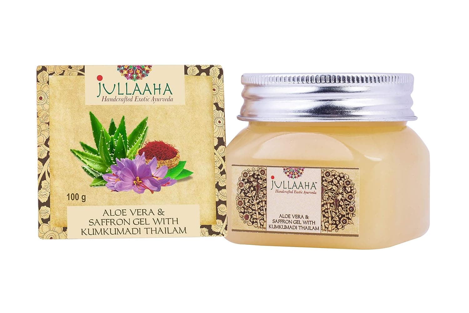 Pure Aloe Vera & Saffron Gel-Naturaly extracted 100gm (3.5oz), Organic ingredient, Skin brightening and Refershing