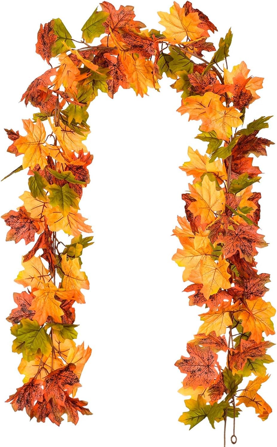 Artiflr 2 Pack Fall Maple Leaf Garland Artificial Maple Garland, Autumn Hanging Fall Leave Vines for Indoor Outdoor Wedding Thanksgiving Dinner Party Decor