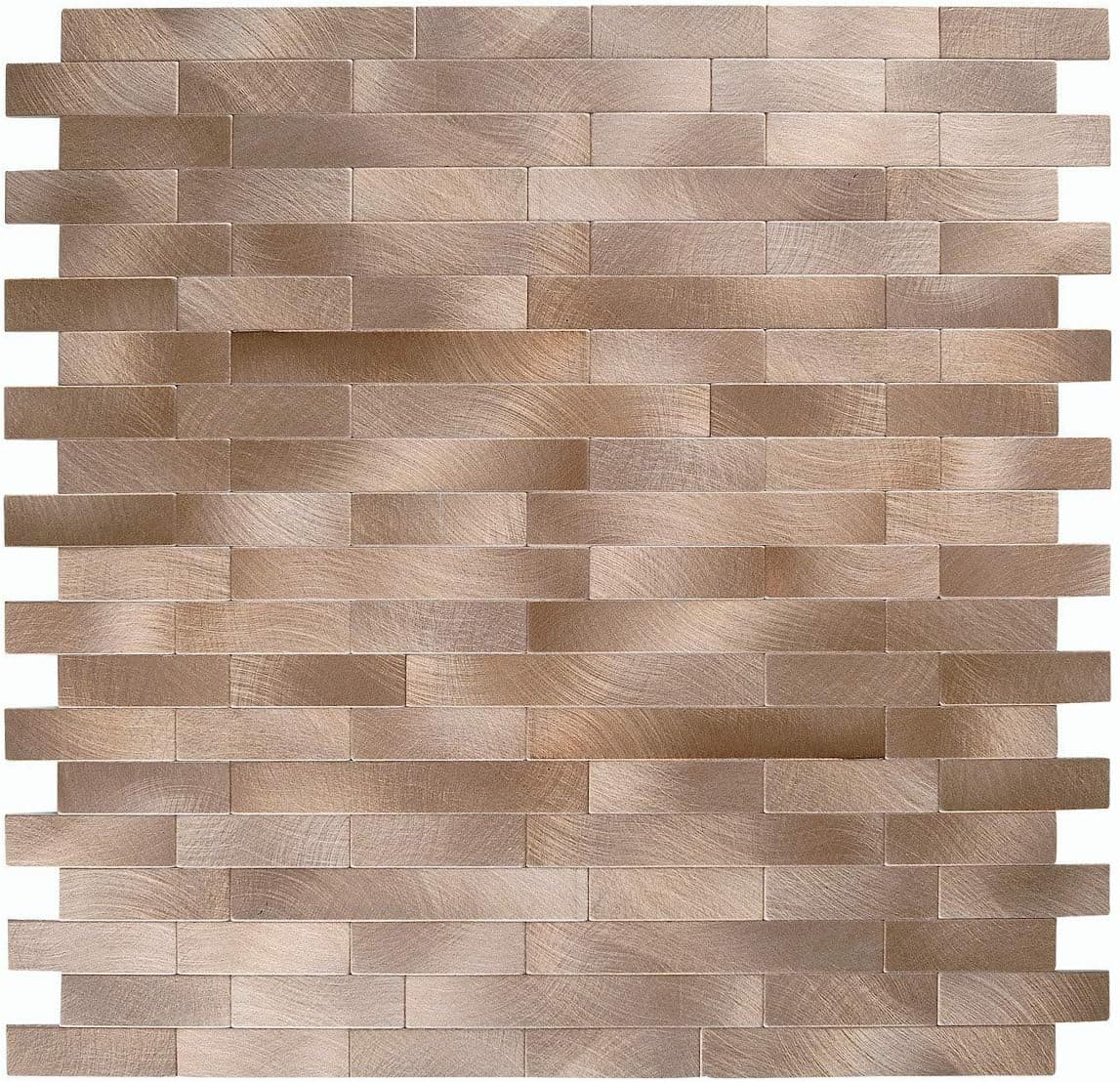 Decopus Metal Tile Peel and Stick Backsplash (LNG Oblong Copper Gold, 5pc/Pack) Adhesive Mosaic Tile, Thin, Speedy for remodel