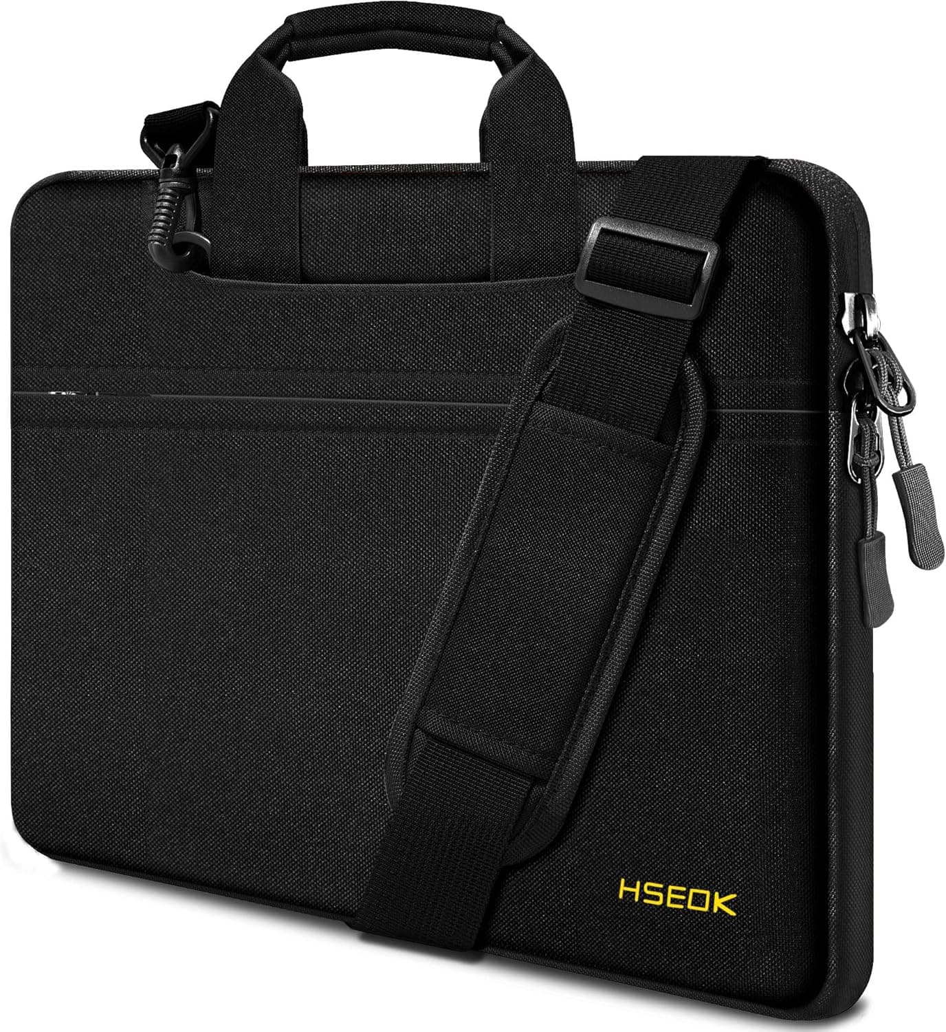 Hseok Laptop Shoulder Bag 15 15.6 16 Inch Briefcase, Compatible MacBook Pro 16 15.4 Inch, XPS 15 Spill-Resistant Handbag with Shoulder Strap for Most 14"-16" Notebooks, Black