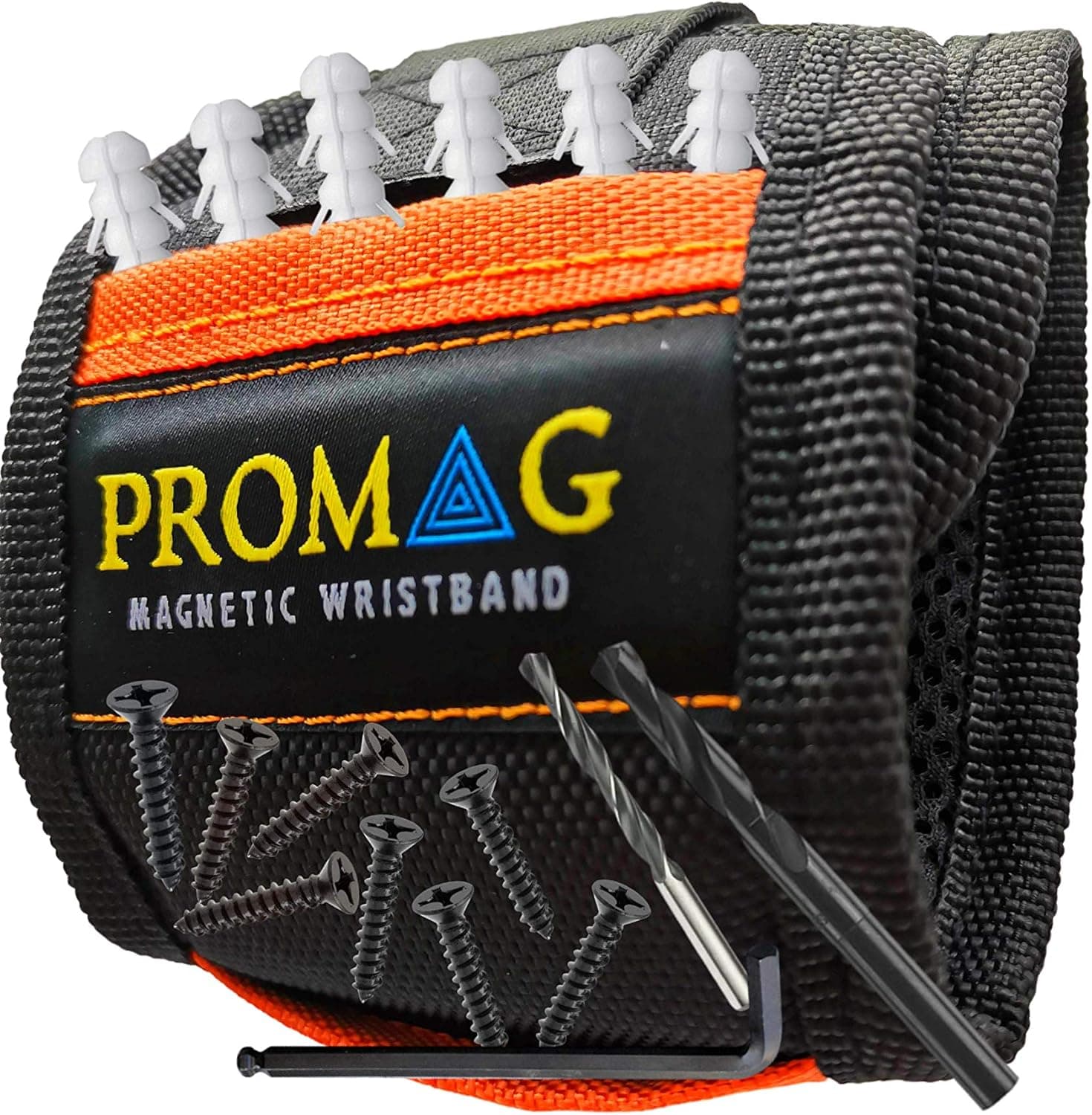 PROMAG Magnetic Wristband With Super Strong Neodymium Magnets Gift Men Boyfriend Father Best Diy Craftsman Electrician Carpenter Tool Belt for Holding Screws Nails Pins Drill Screwdriver Bits