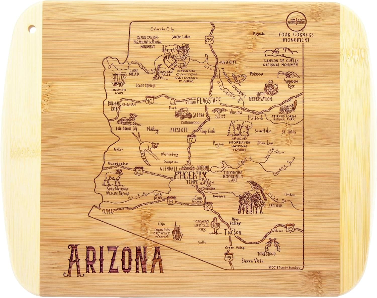 Totally Bamboo A Slice of Life Arizona State Serving and Cutting Board, 11" x 8.75"