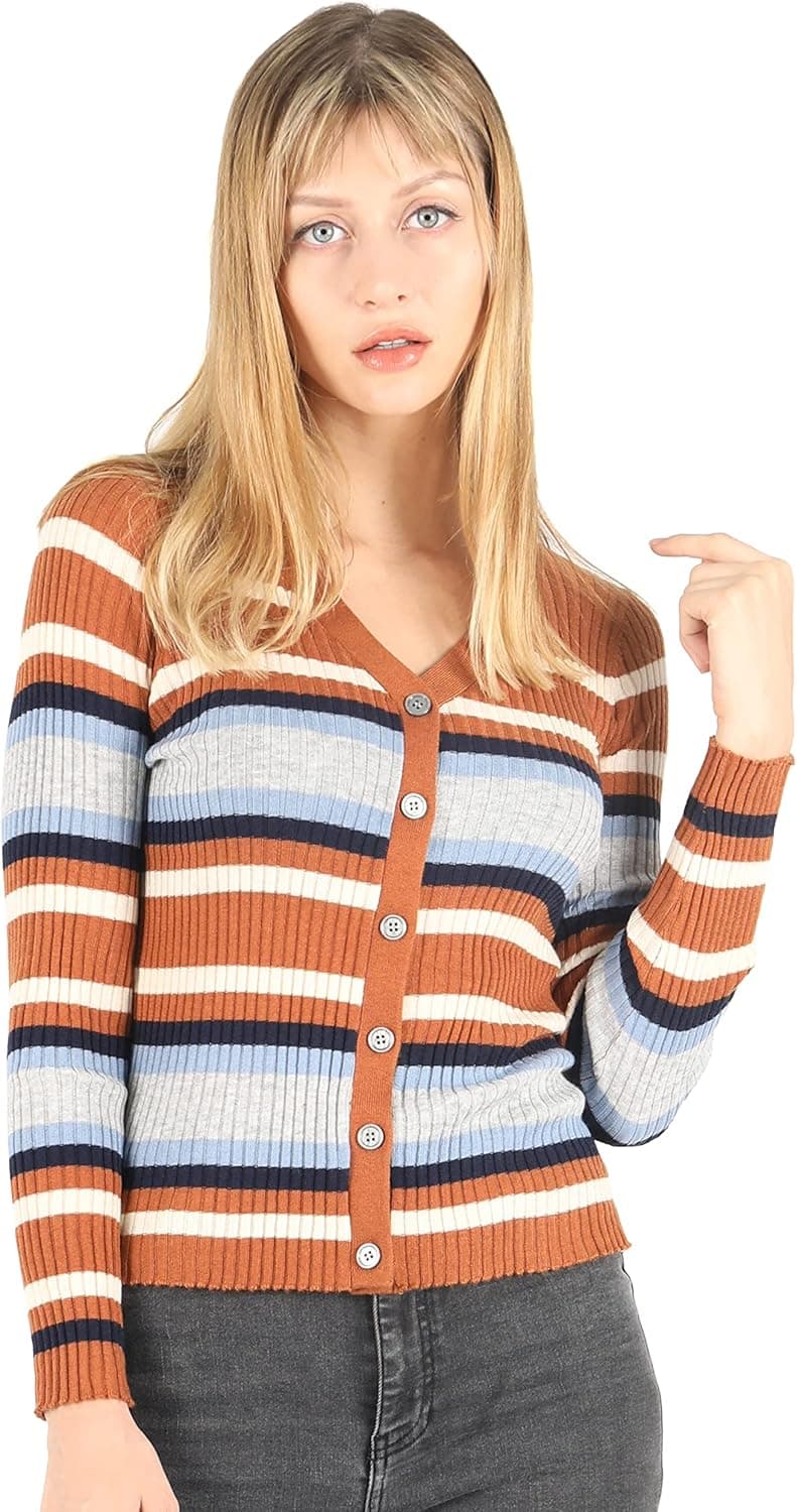 BENANCY Women's Button Down Scoop Neck Long Sleeve Soft Knit Cardigan Sweater