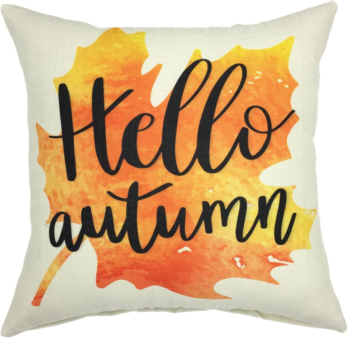 YOUR SMILE-Hello Autumn Maple Leaf Cotton Linen Square Cushion Covers Throw Pillow Covers Decorative 18 x 18 (C06)