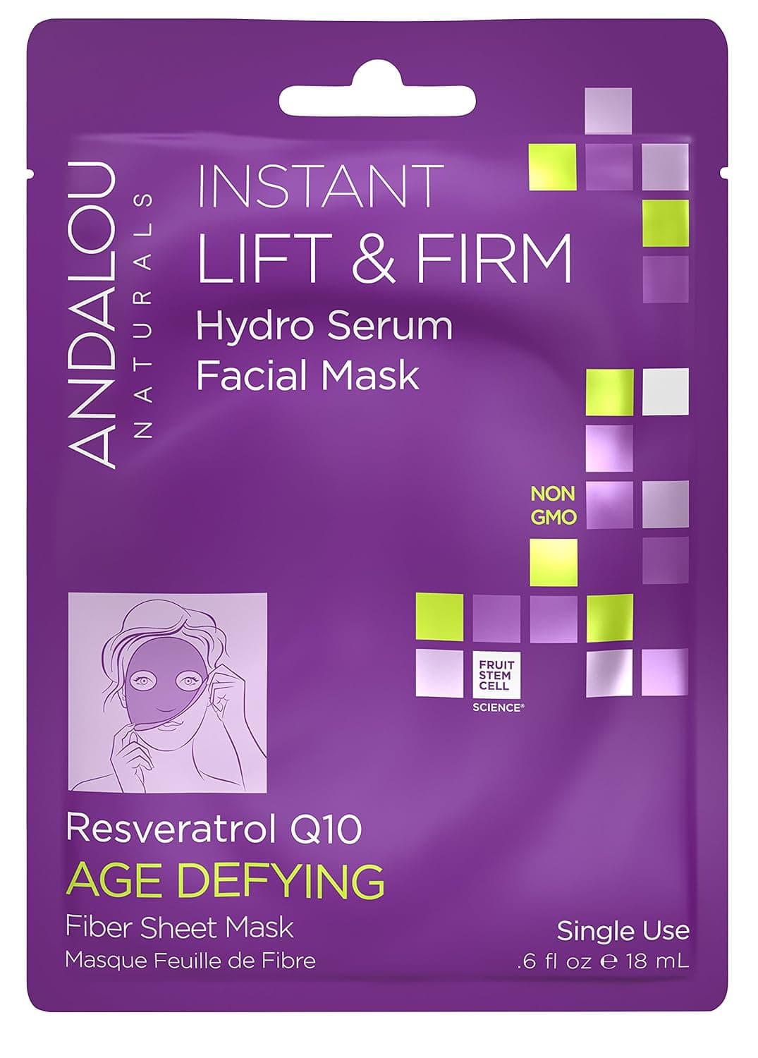 Andalou Naturals Instant Lift & Firm Hydro Serum Facial Mask, 0.6 Fluid Ounce