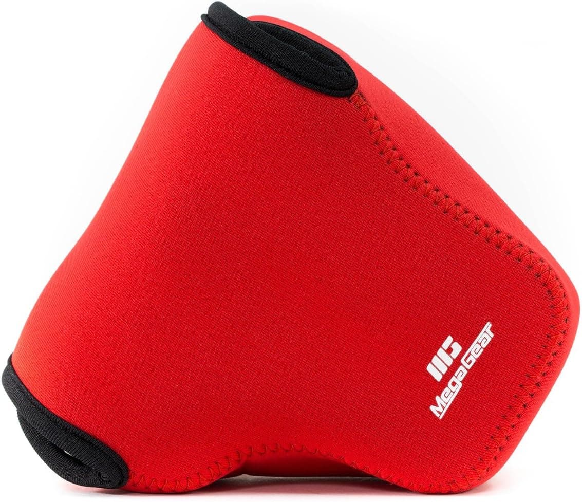 MegaGear Ultra Light Neoprene Camera Case Compatible with Olympus OM-D E-M1 Mark III, E-M1 Mark II (12-40mm), Red (MG1074)