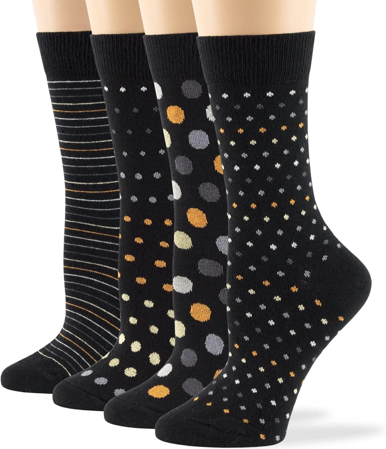 7BigStars Womens Cotton Crew Socks-4 Pack L/M-Puppy-Bird-Dog-Coffee-Fox-Space-Desert