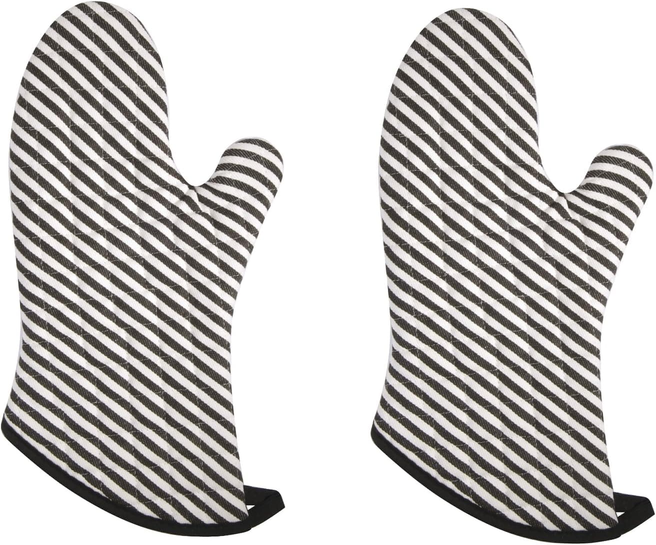 Now Designs Basic Oven Mitts, Black Stripe, Set of 2