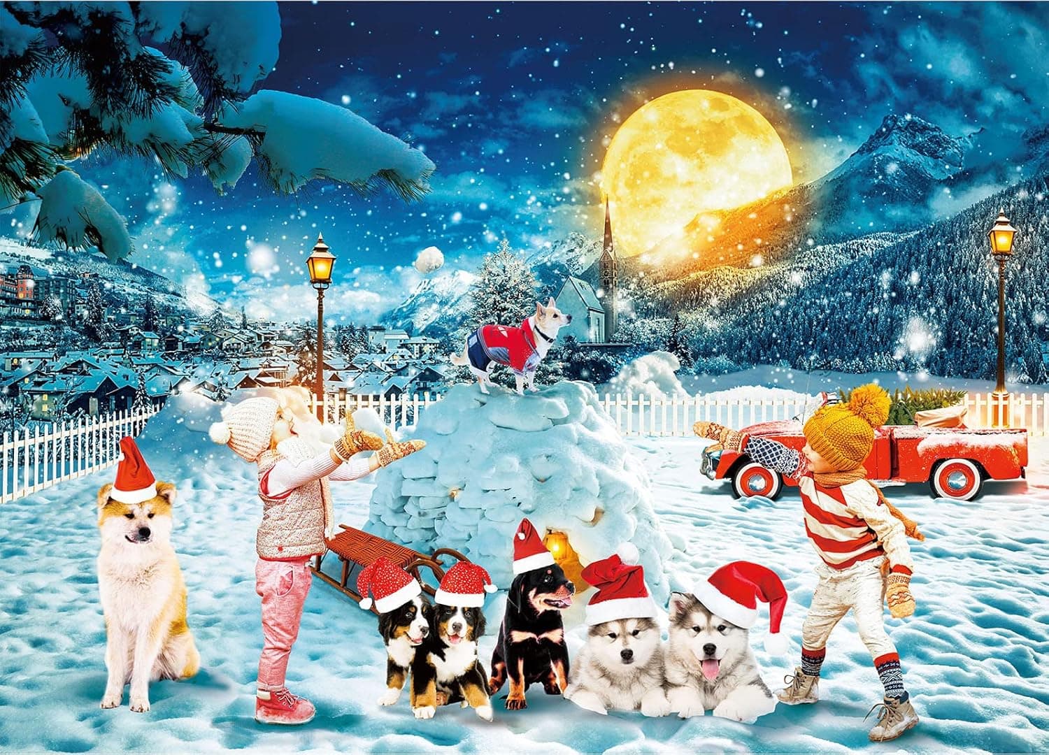 Ukueno 1000 Piece Puzzles for Adults, Christmas Jigsaw Puzzle - Dreamy Snow