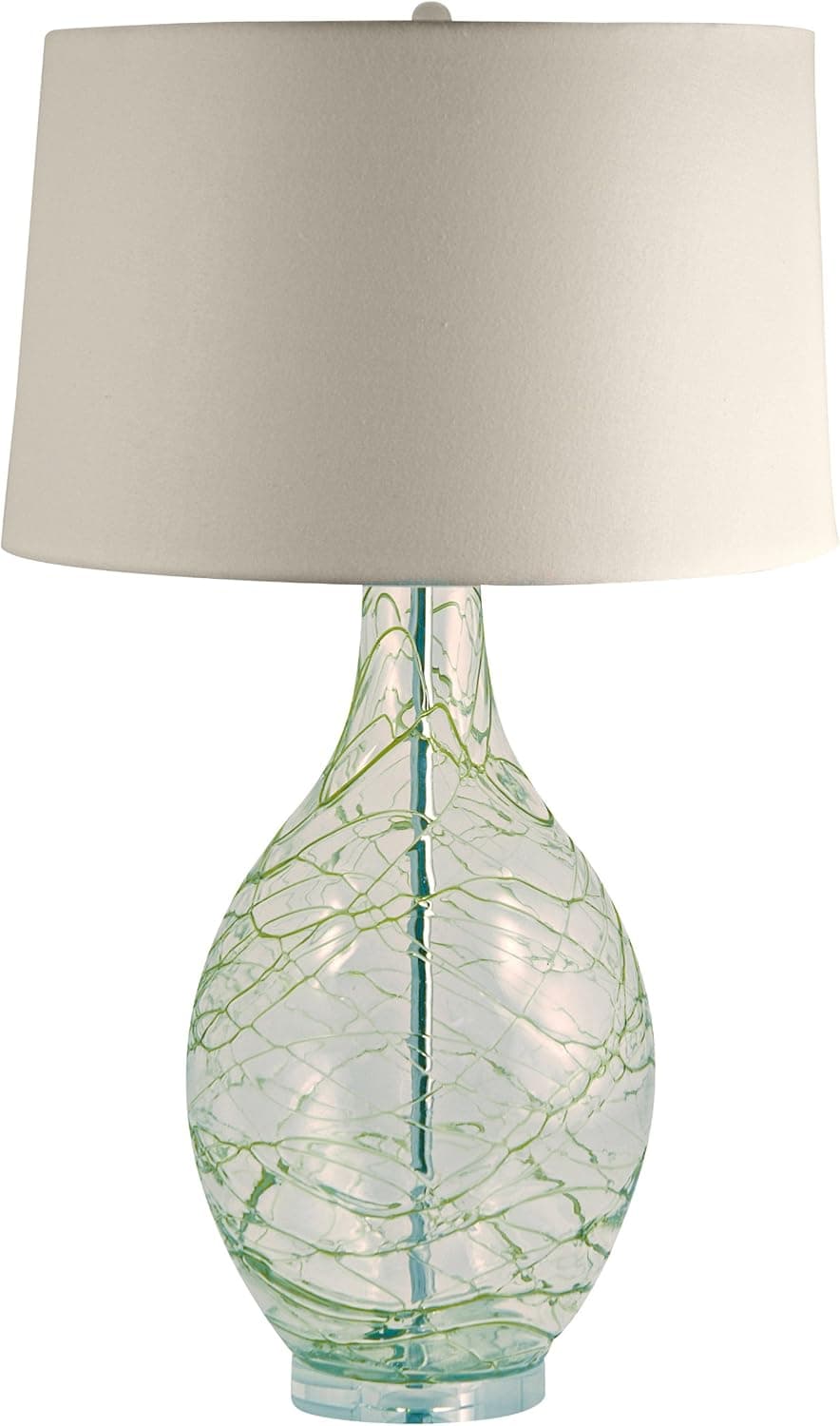 Lamp Works 300G Green Glass Swirl Over Clear Glass Lamp
