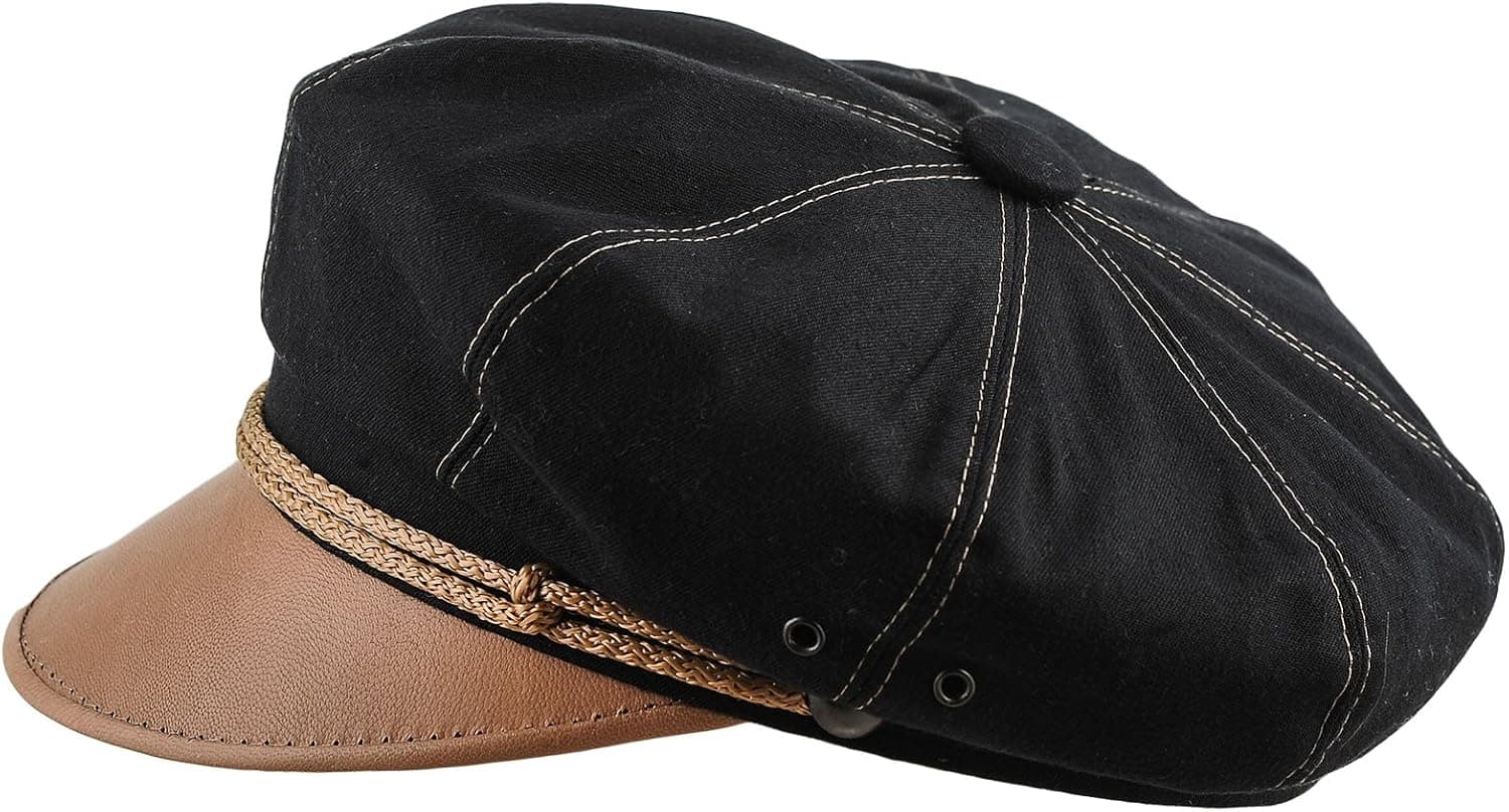 Sterkowski Harley Cap | 100% Softened Cotton Biker Cap | Vintage Motorcycle Cap with Genuine Leather Visor