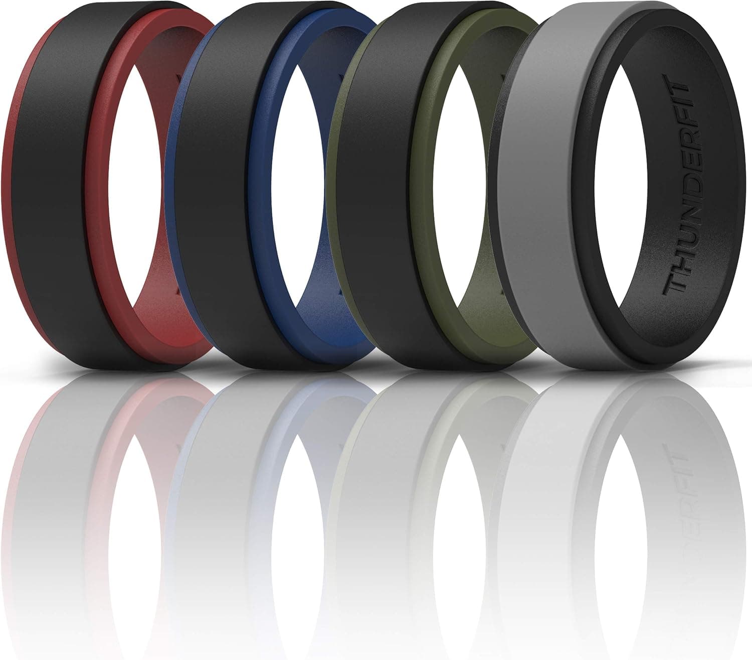 ThunderFit Silicone Wedding Rings for Men, 2 Layers Step Edge - 10mm Width - 2.3mm Thick