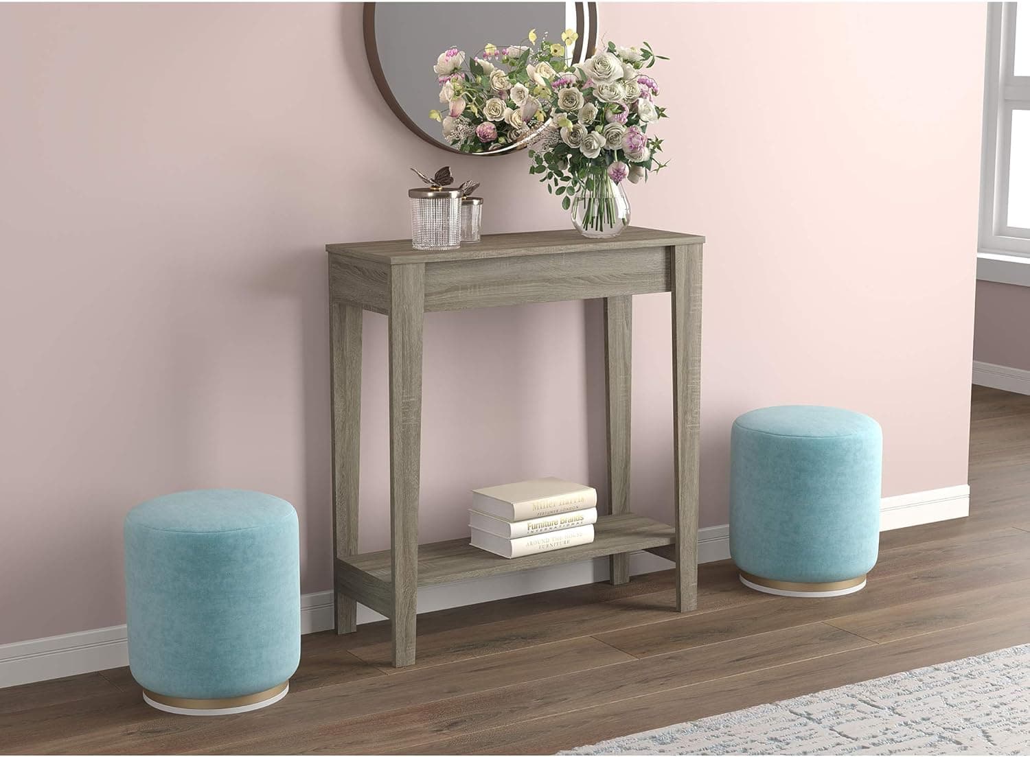 Safdie & Co. Safdie 81094.Z.05 Entryway Console Sofa Couch Table/Accent Wall Table-31 Long/Dark Taupe with 1 Shelf for Living Room, Beige