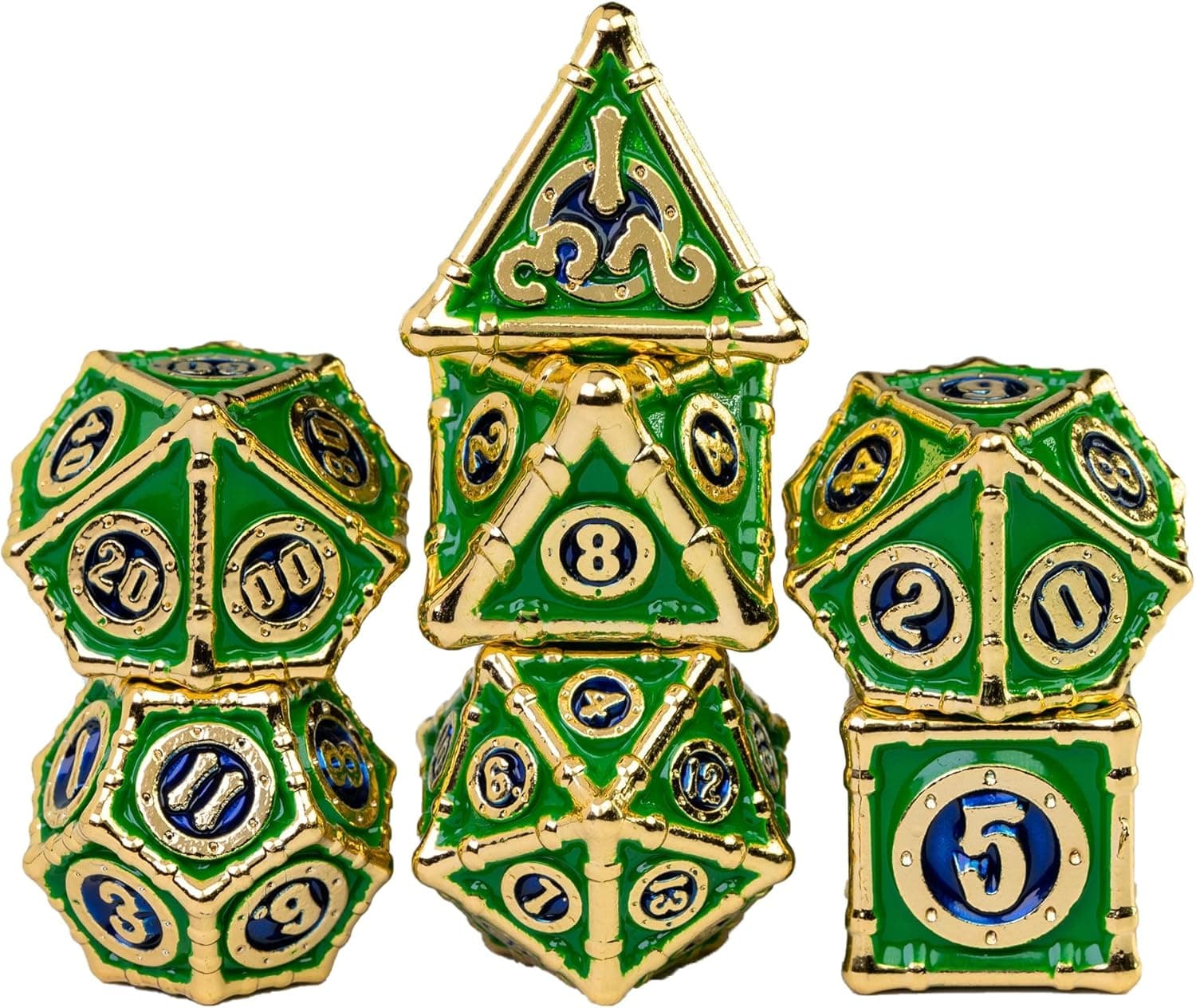 UDIXI DND Metal Dice Set, D&D Dice Metal for Role Playing Games, Polyhedral Dice Set DND for Dungeons and Dragons(Green Blue)