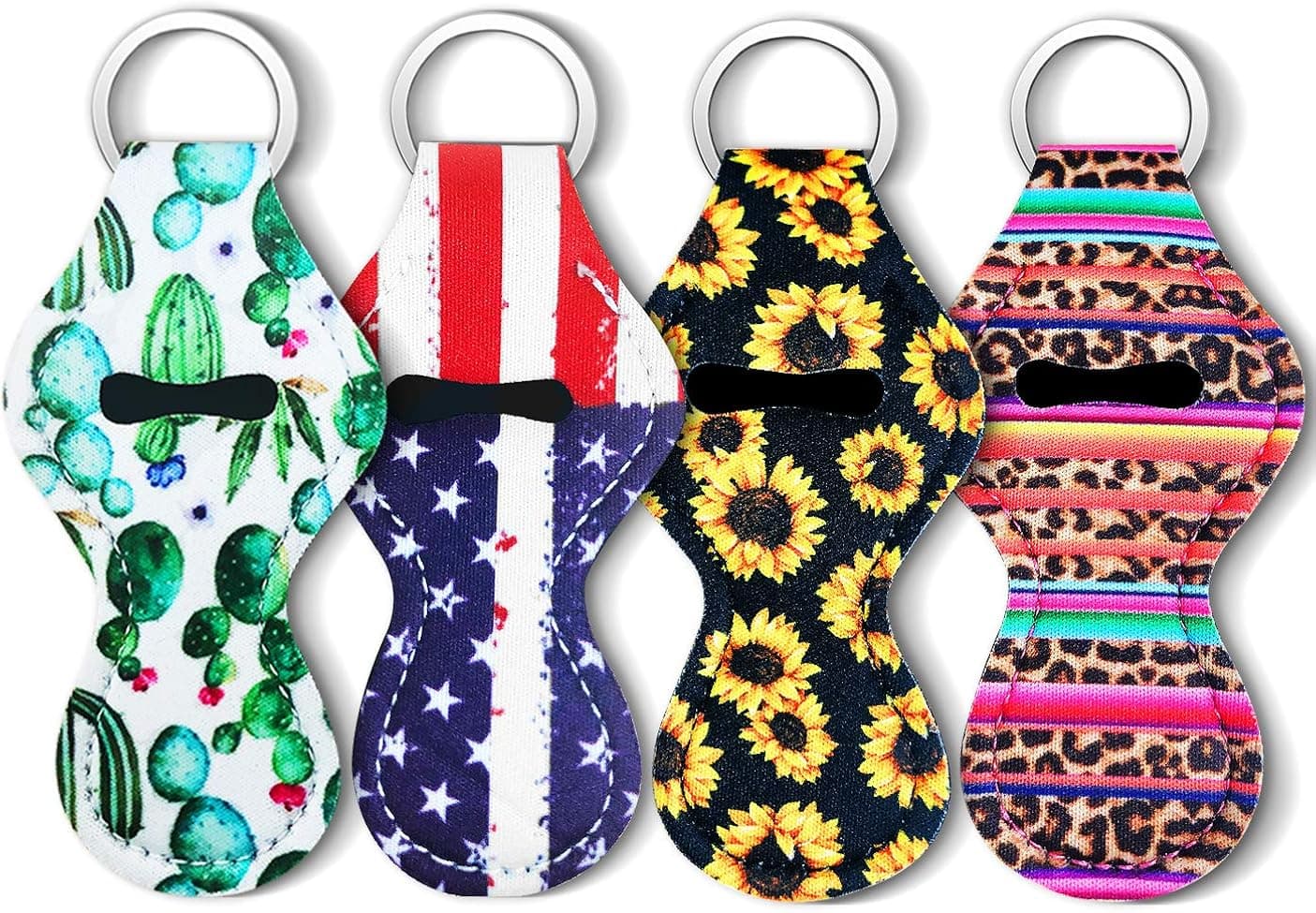 Chapstick Holder Keychain - Wristlet Keychain Cute Keychains For Women Keychain Accessories For Women Sunflower Keychain Cactus Keychain Lighter Holder Lip Balm Holder Key Chain Holder Lipstick Case