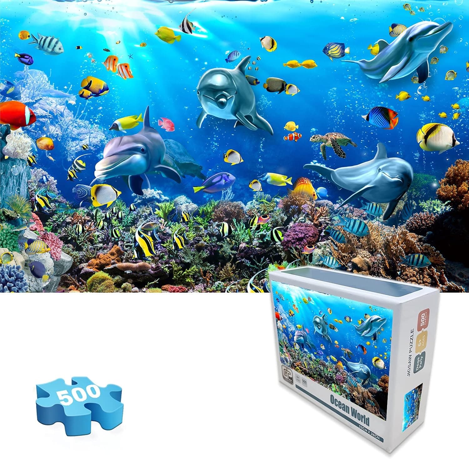 GamePath Jigsaw Puzzles, 500 Piece Ocean World Puzzle - Educational Fun Puzzle for Kids Adult (OceanWorld-500pc)