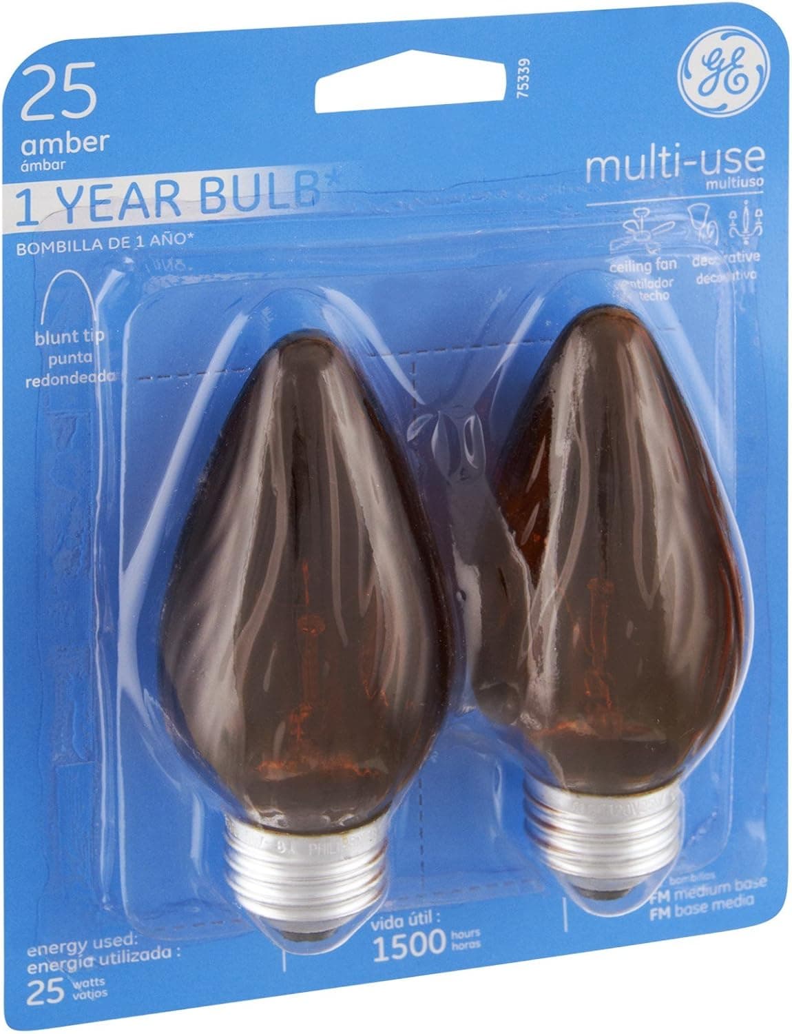 GE 25W Amber Flame Shaped Bulb