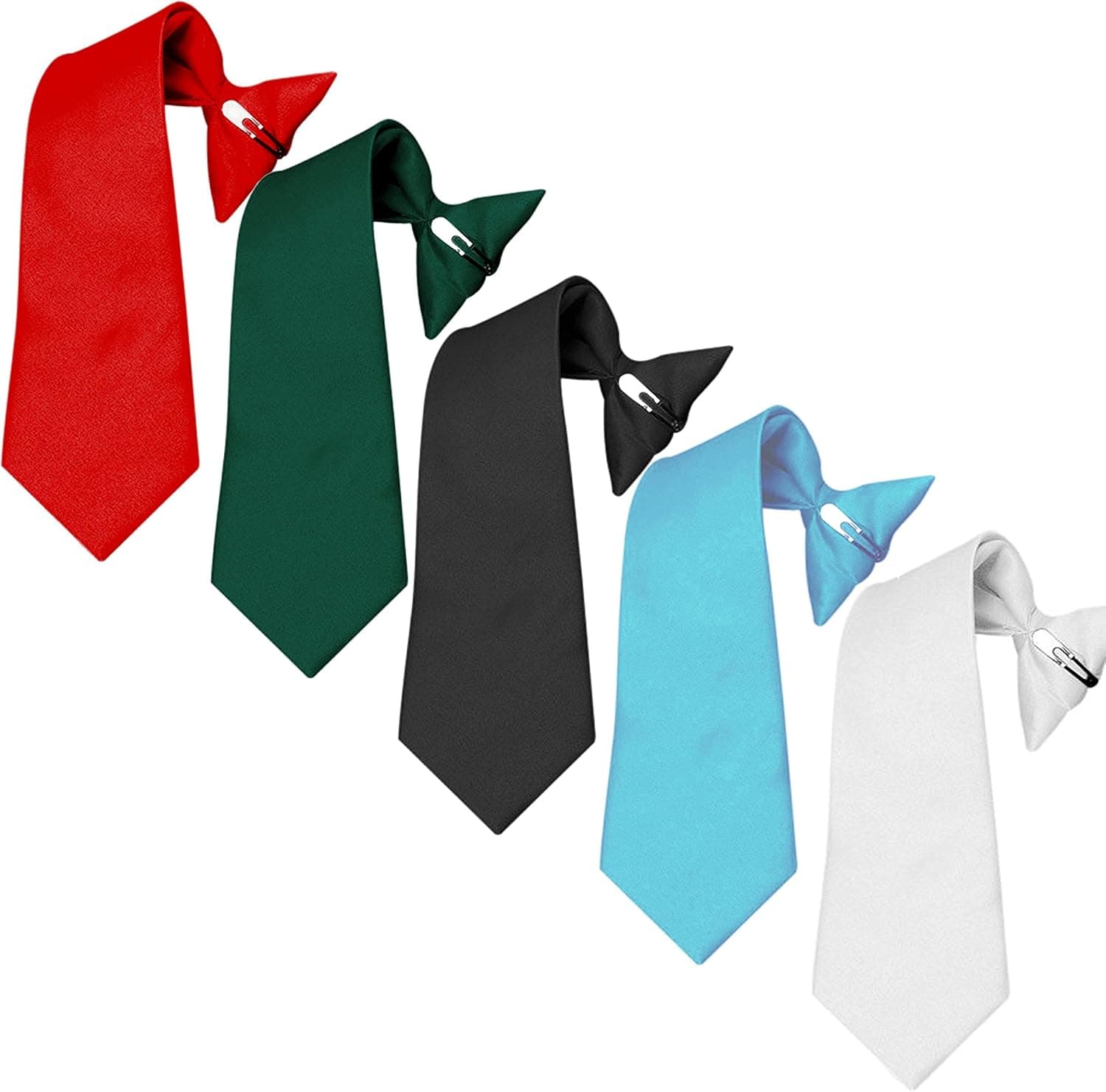 Mens Clip On Ties 5 PK Pre-tied Clip-on Ties for Police Security Guard School