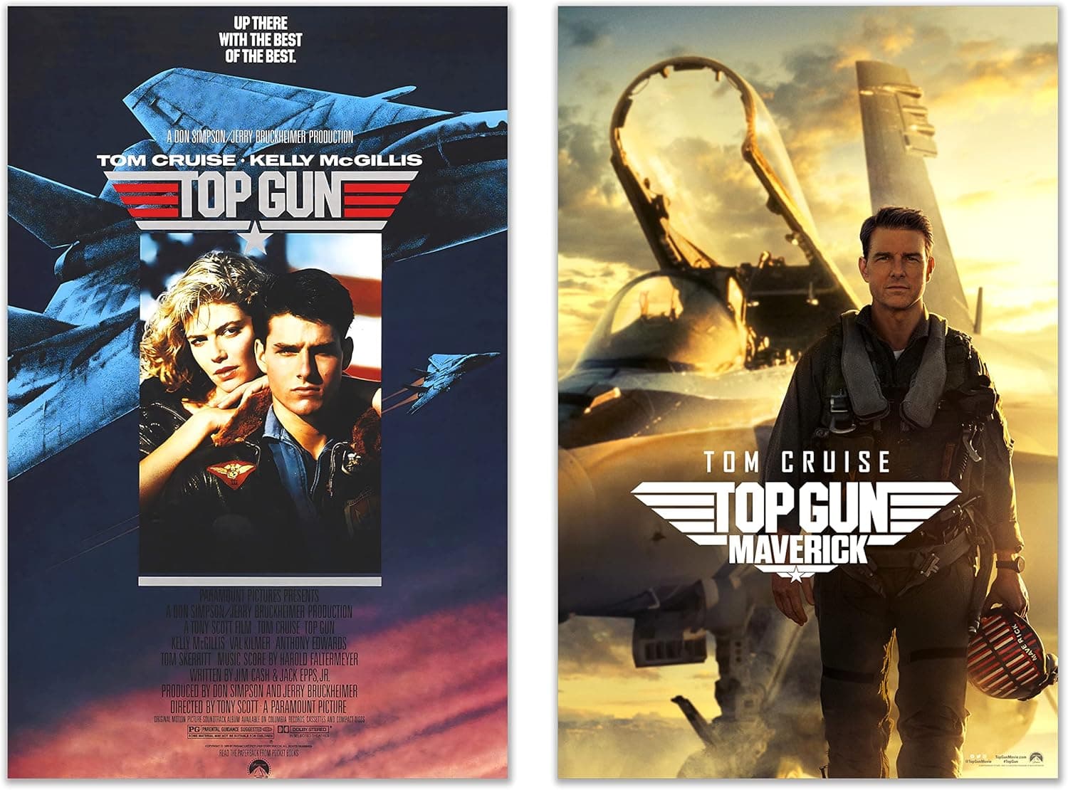 BigWigPrints Top Gun Maverick & Top Gun 1986 Movie Poster Prints - Set of 2 Collectors Wall Art Photos - Tom Cruise as Pete ''Maverick'' Mitchell, 8 x 10
