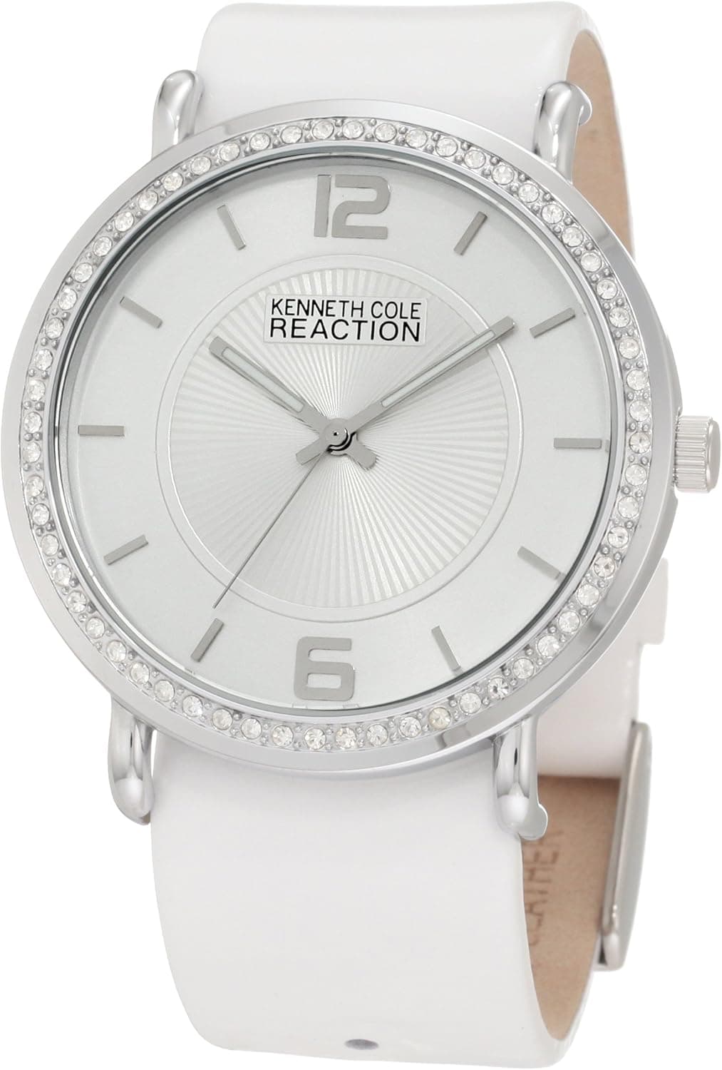 Kenneth Cole REACTION Women's RK6007 Analog Stones Bezel White Strap Watch Box Set
