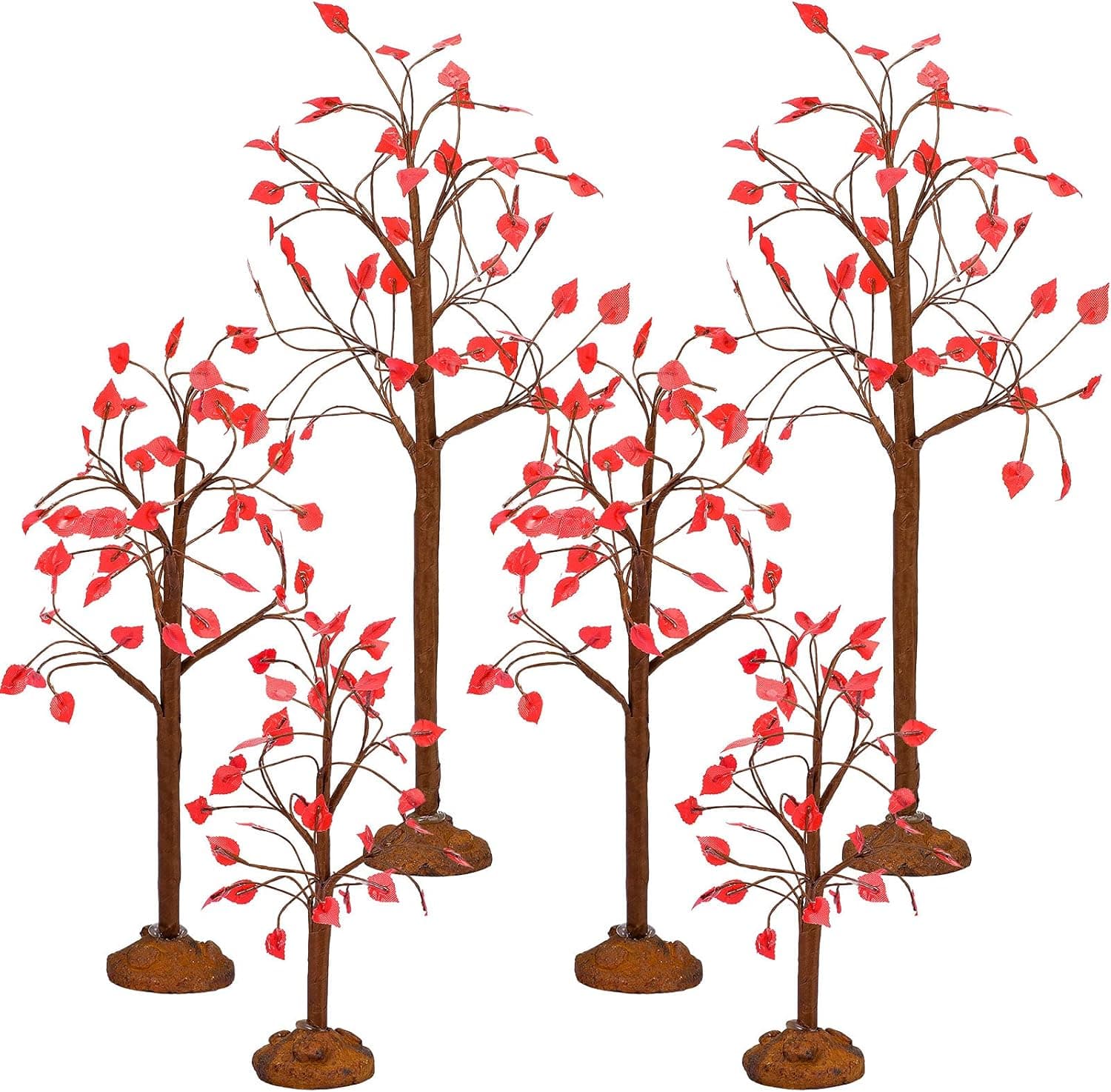 Village Autumn Maple Trees Artificial Maple Tree Tabletop Fall Fake Maple Tree for Thanksgiving Harvest Home Wedding Fall Party Decoration (Classic Style,6 Pieces)