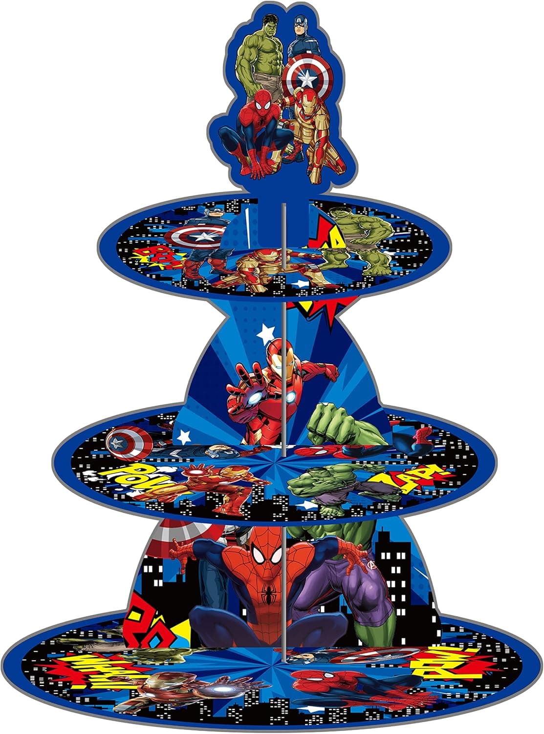 Superhero Cupcake stand, Superhero Party Decorations Marvel Cupcake Tower, Hero Themed Party Supplies for Boy Girls Kids Adult Birthday, Blue