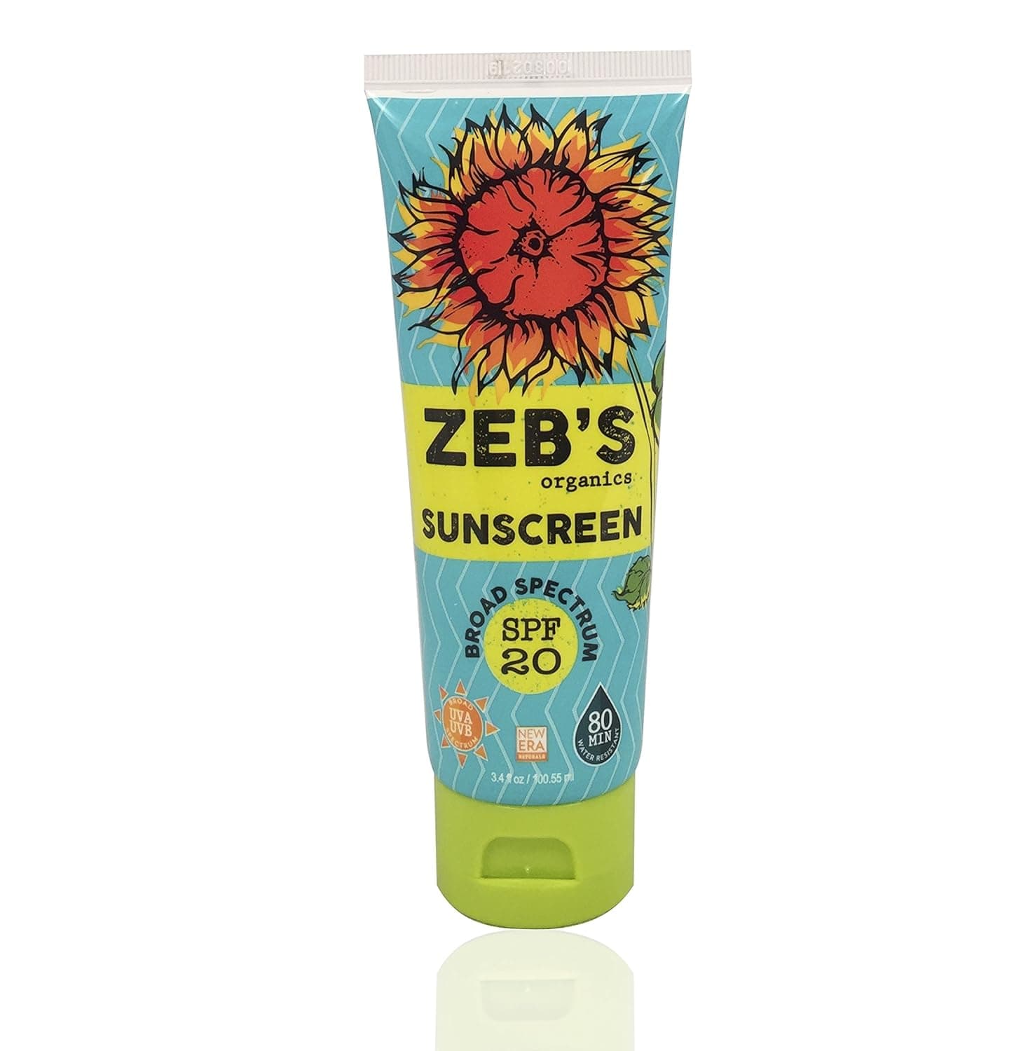 Zebs Organics Sunscreen, Natural & Organic, SPF 20, 3.4oz