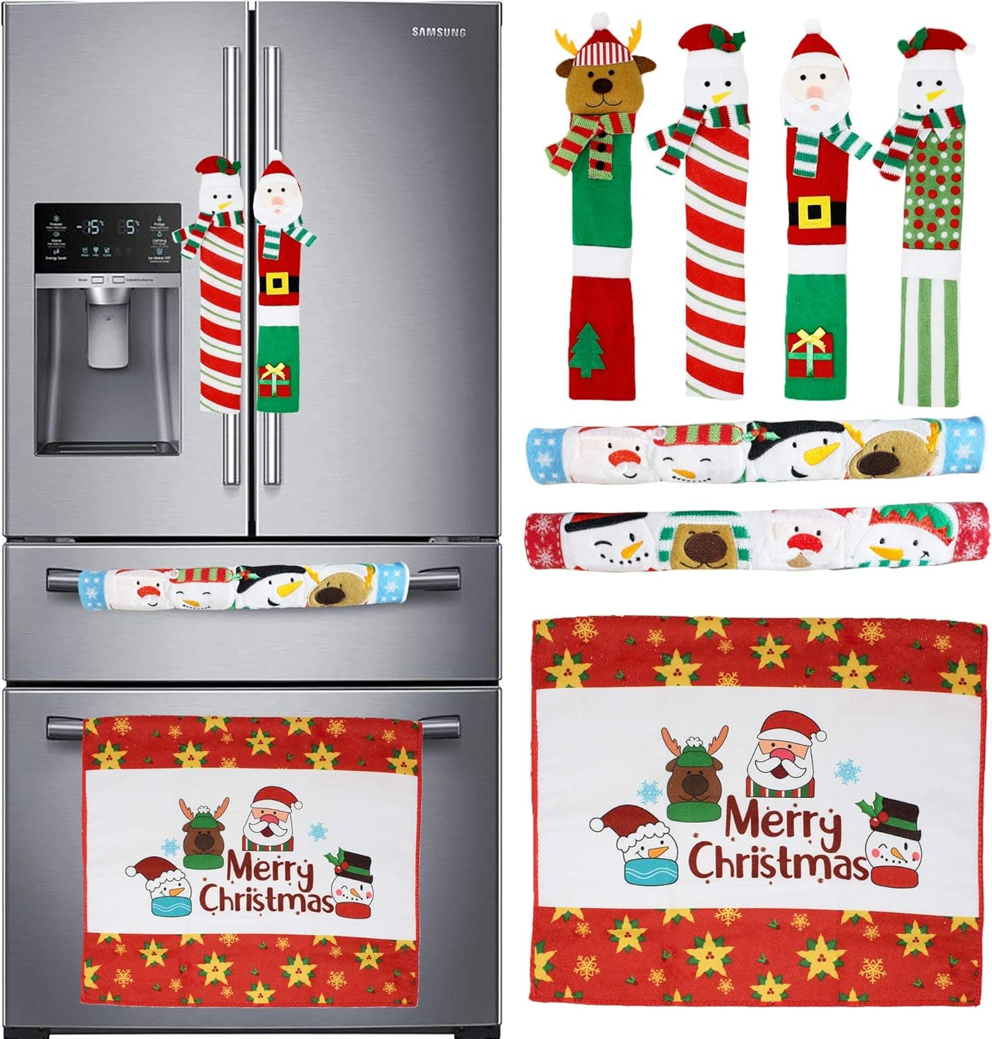 JOYIN 7 Pieces Christmas Kitchen Appliance Handle Covers for Kitchen Refrigerator Microwave Oven Dishwasher Decoration, Xmas Indoor Décor, Party Favor Supplies