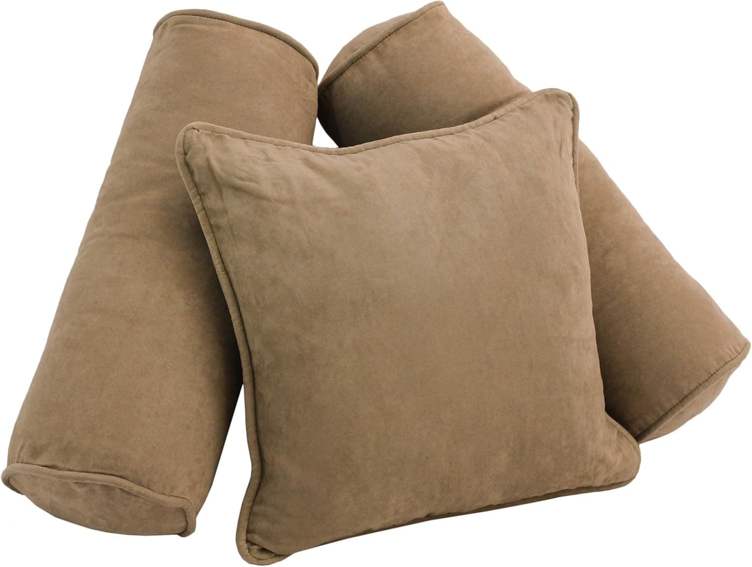 Blazing Needles Corded Microsuede Throw Pillow Set, Java 3 Count