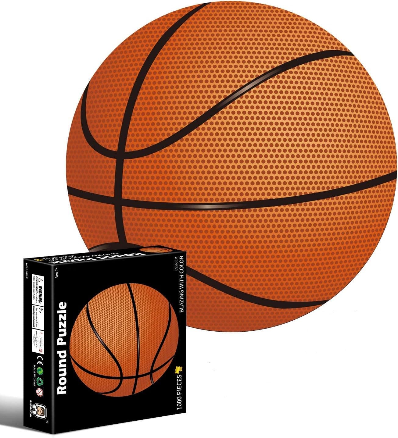 Jigsaw Puzzle 1000 Piece for Adults Teen - Basketball Large Round Jigsaw Puzzle 26.5x26.5Inch Intellectual Game, Entertainment DIY Toys & Wall Decor