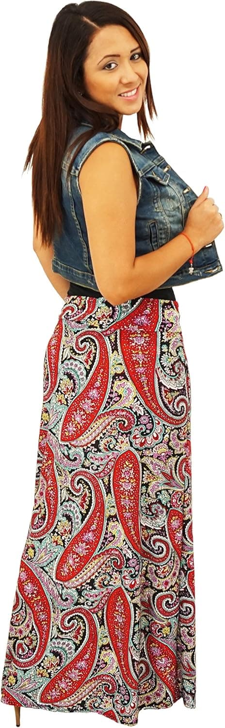 DBG Women's Women's Print Color Maxi Full Length Skirts