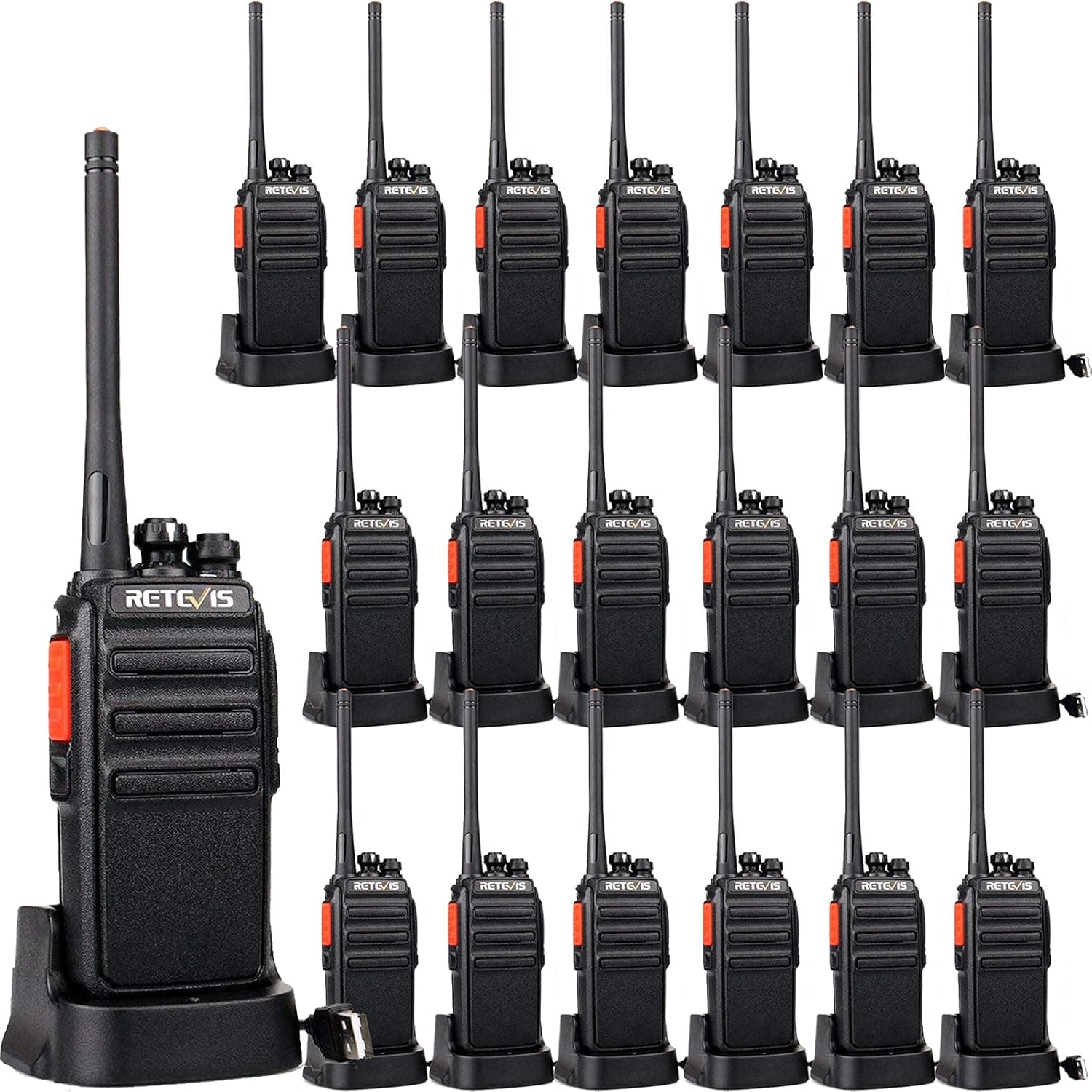 Retevis H-777S Walkie Talkies 2 Way Radios,Two Way Radio Rechargeable Long Range,VOX Hands Free USB Charger Dock Sturdy,Workers Business Company School Hotel Retail(20 Pack)